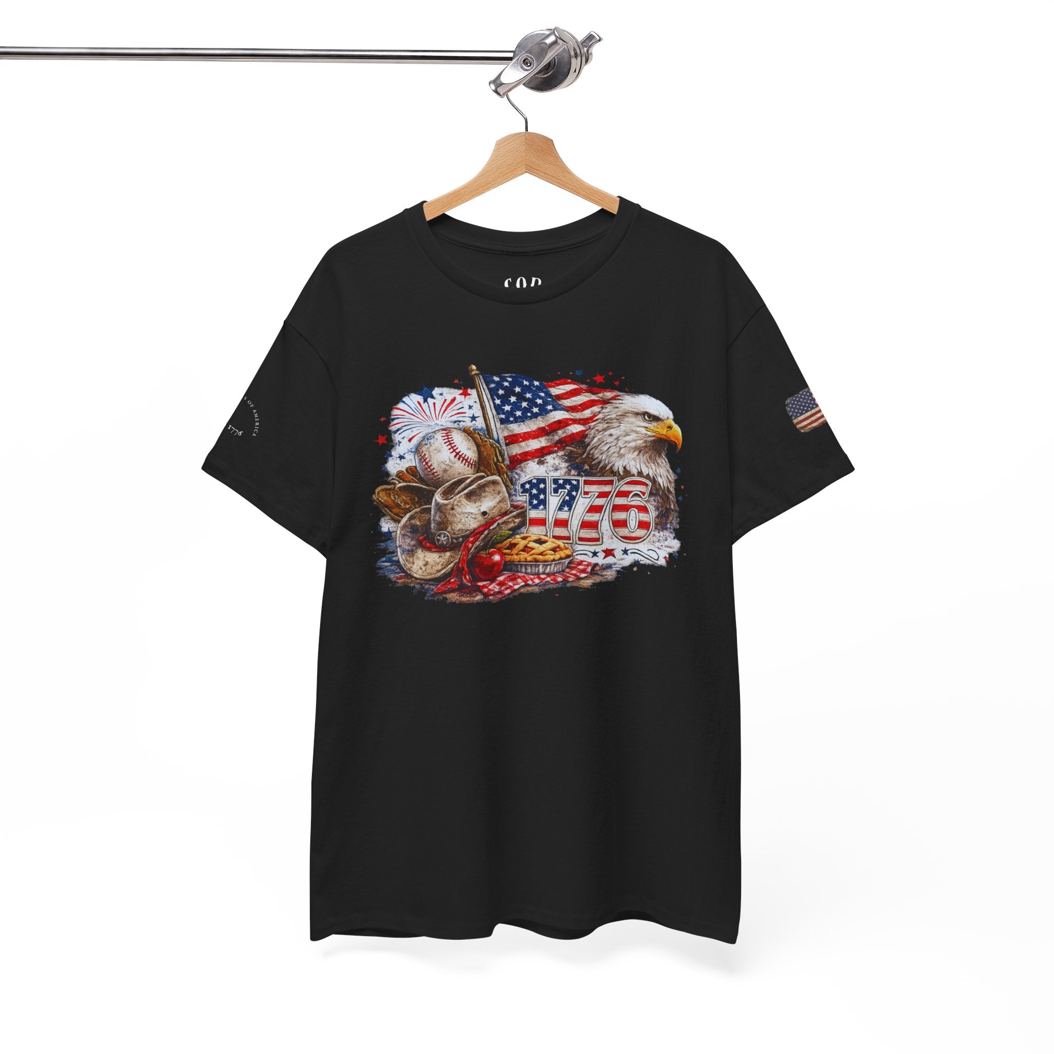 Patriotic Eagle American Flag T-Shirt — USA 1776 Military Tribute Tee