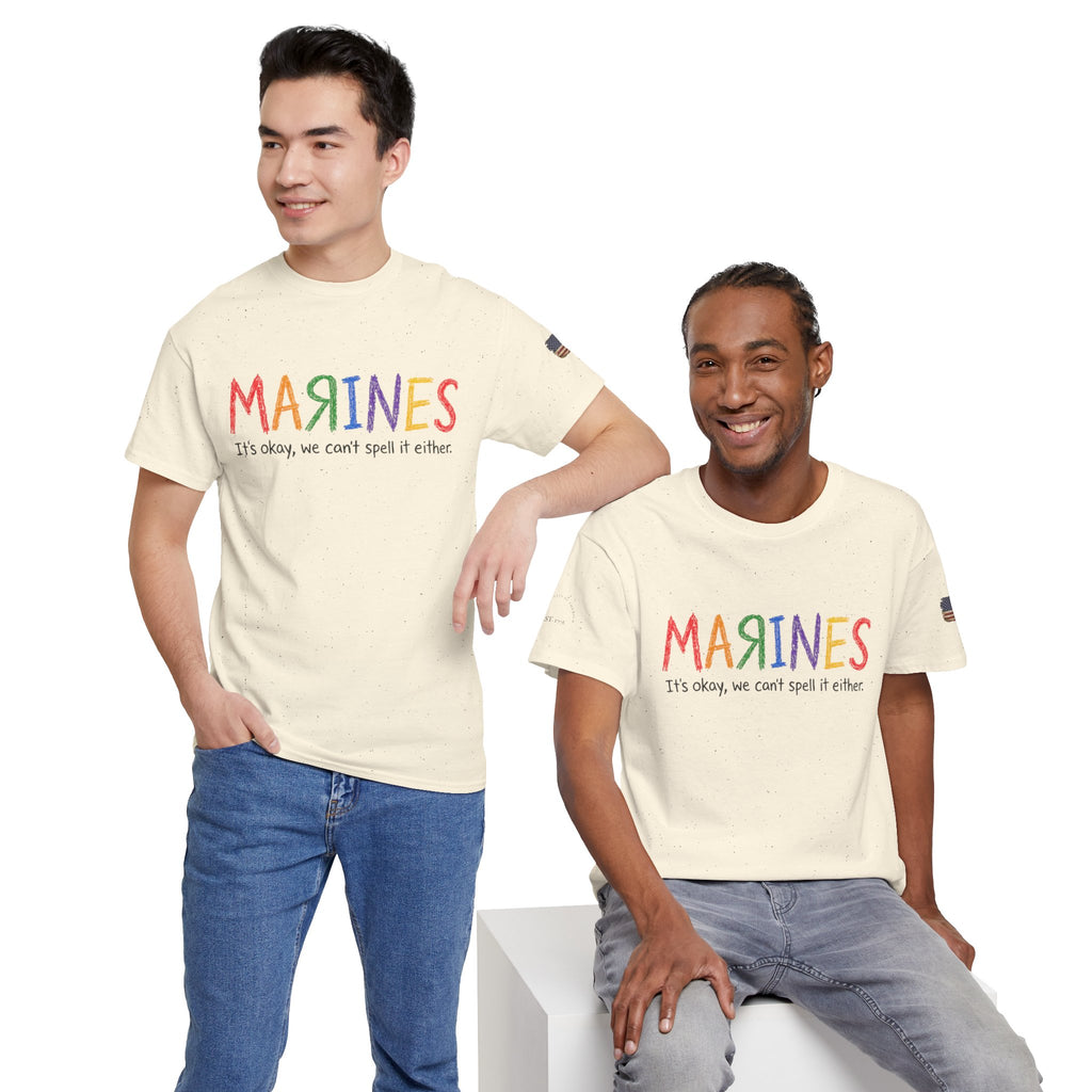 Marines Crayon Tee — “It’s okay, we can’t spell it either” Military Humor T-Shirt