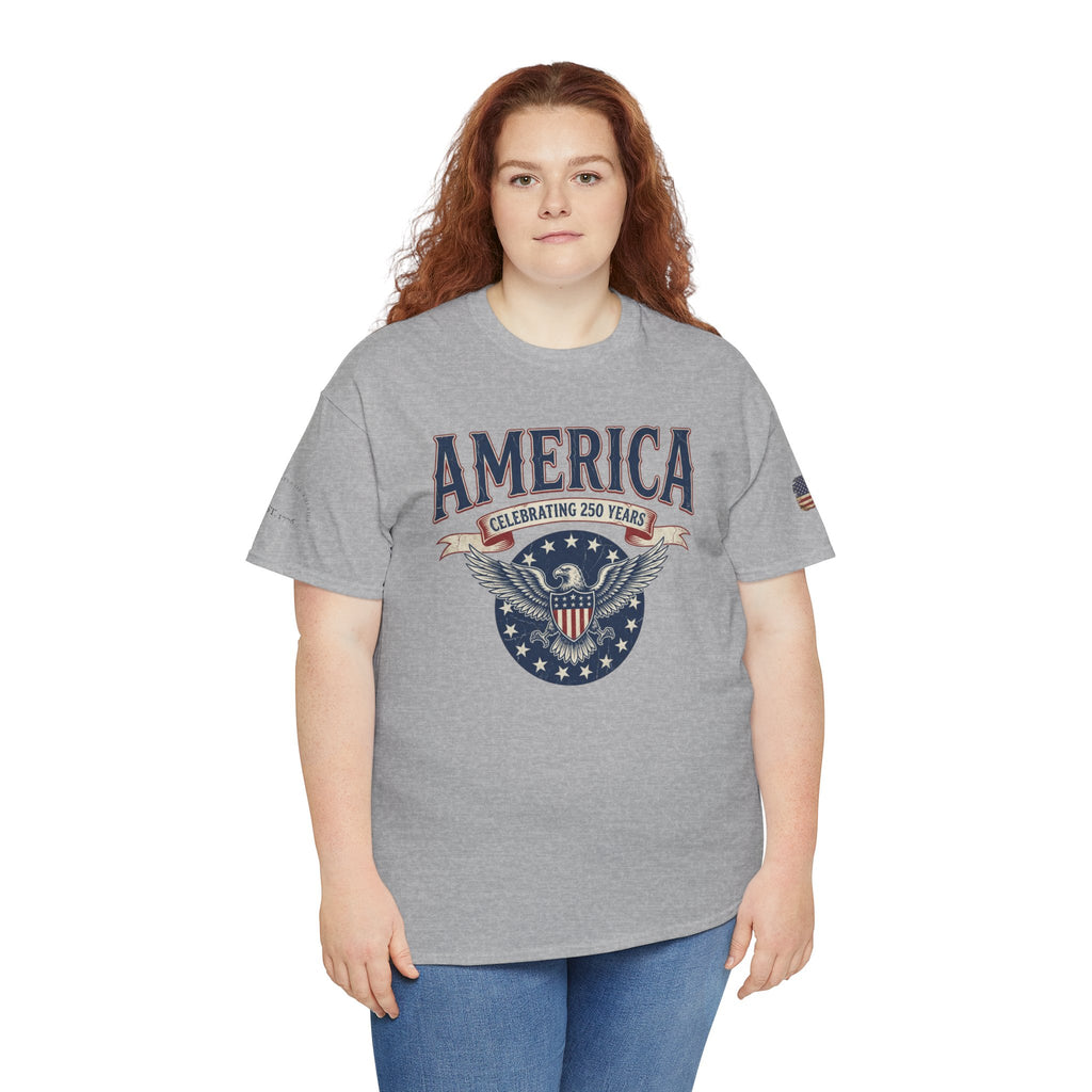 America Patriotic T‑Shirt – "America Celebrating 250 Years" Eagle Emblem