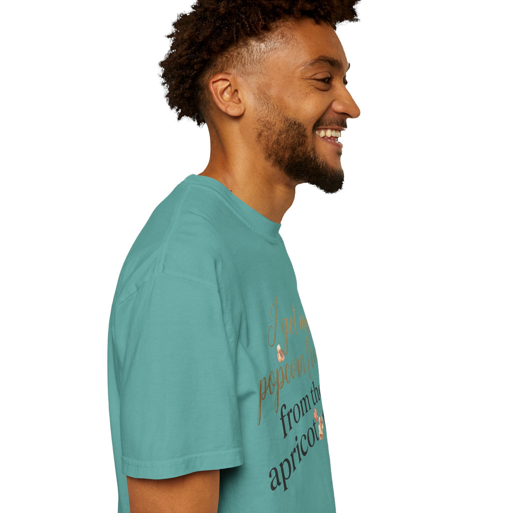 T-Shirt — “I Get My Popcorn From The Apricot Tree” Script Graphic Tee | Hymns | LDS |