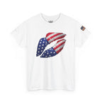 American Flag Kiss T‑Shirt – Patriotic USA Lip Print Tee for 4th of July