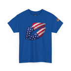 American Flag Kiss T‑Shirt – Patriotic USA Lip Print Tee for 4th of July