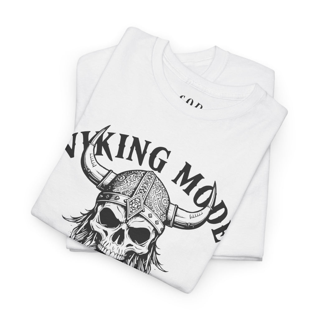 Viking Mode Skull Viking T-shirt | Norse Helmet Skull Graphic Tee