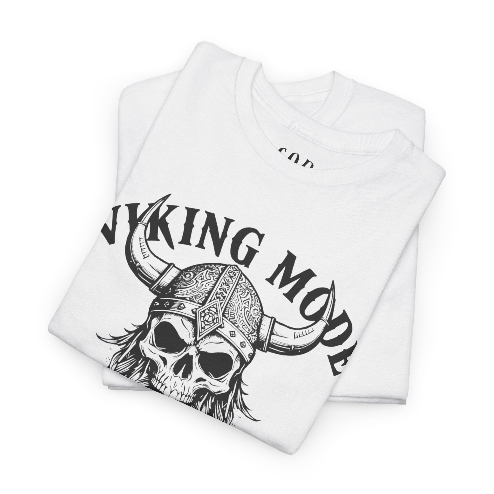 Viking Mode Skull Viking T-shirt | Norse Helmet Skull Graphic Tee