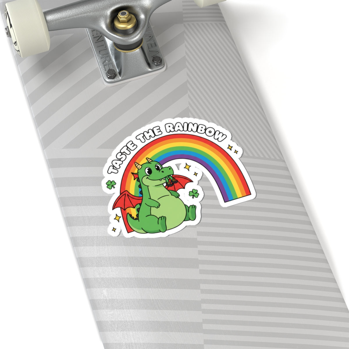 Taste the Rainbow Dragon Sticker | Kiss-Cut Sticker, Rainbow Dragon Decal Eating a Leprechaun