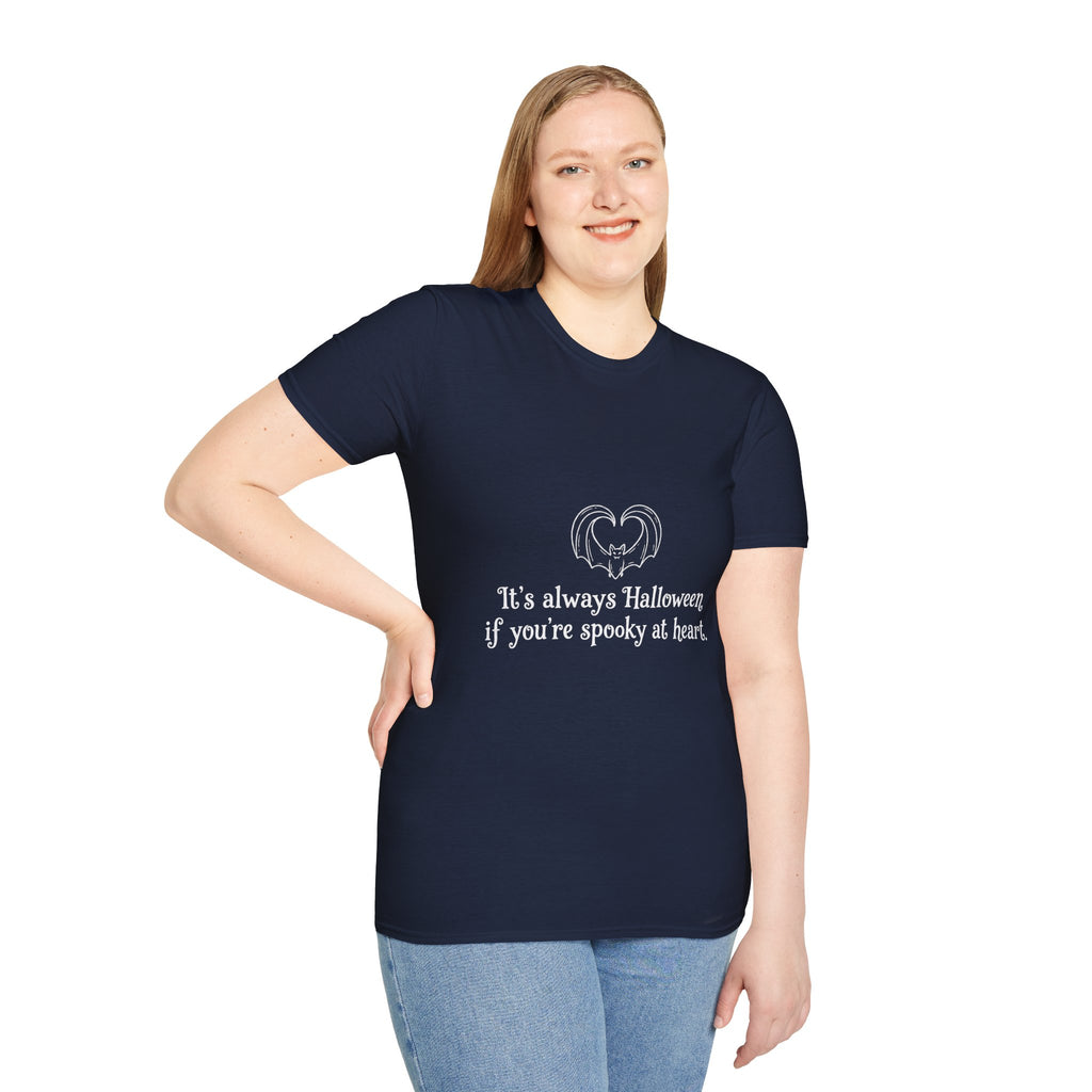 Halloween Bat Heart T-Shirt — "It's Always Halloween If You're Spooky at Heart"