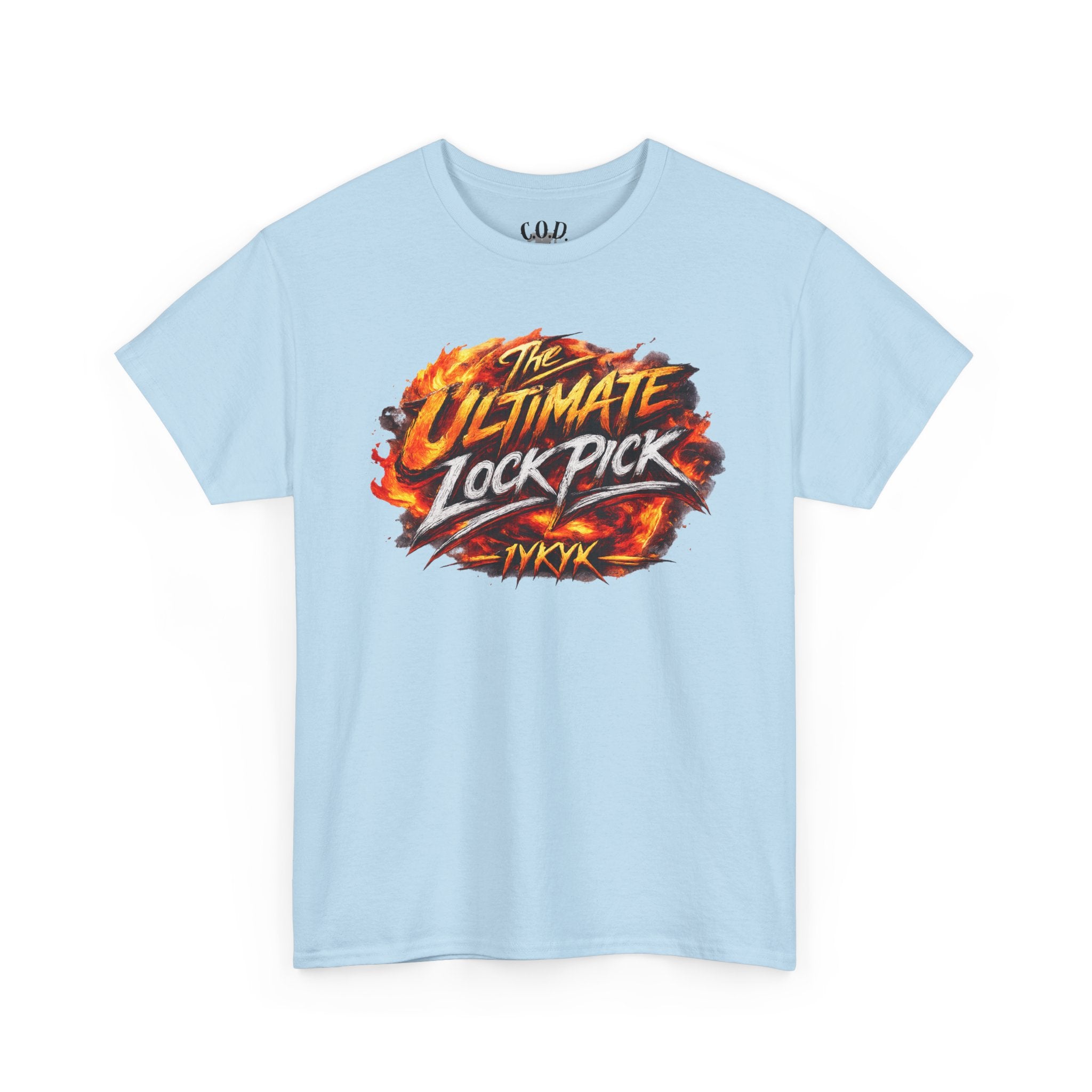 T-Shirt — "Ultimate Lock Pick" Fiery Logo Graphic Tee