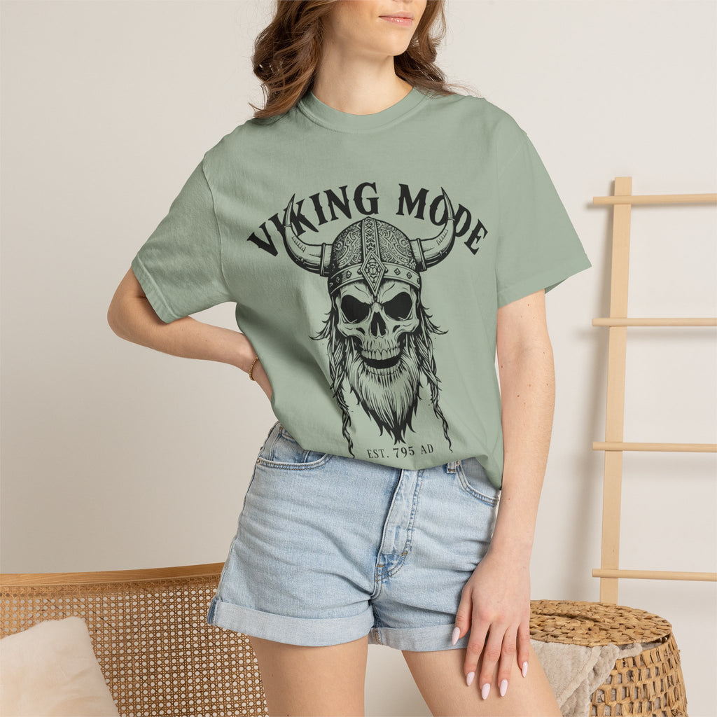 Viking Mode T-Shirt — Skull Viking Helmet Graphic Tee