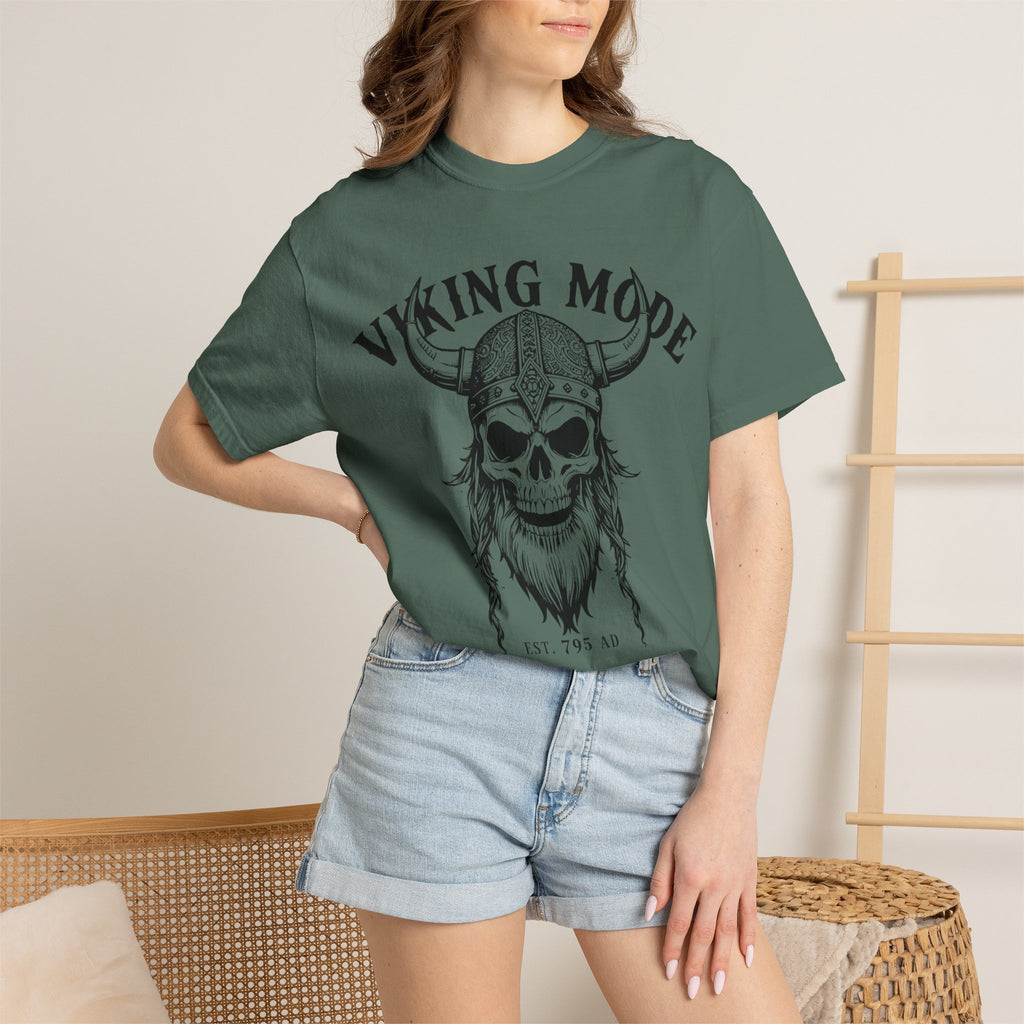 Viking Mode T-Shirt — Skull Viking Helmet Graphic Tee