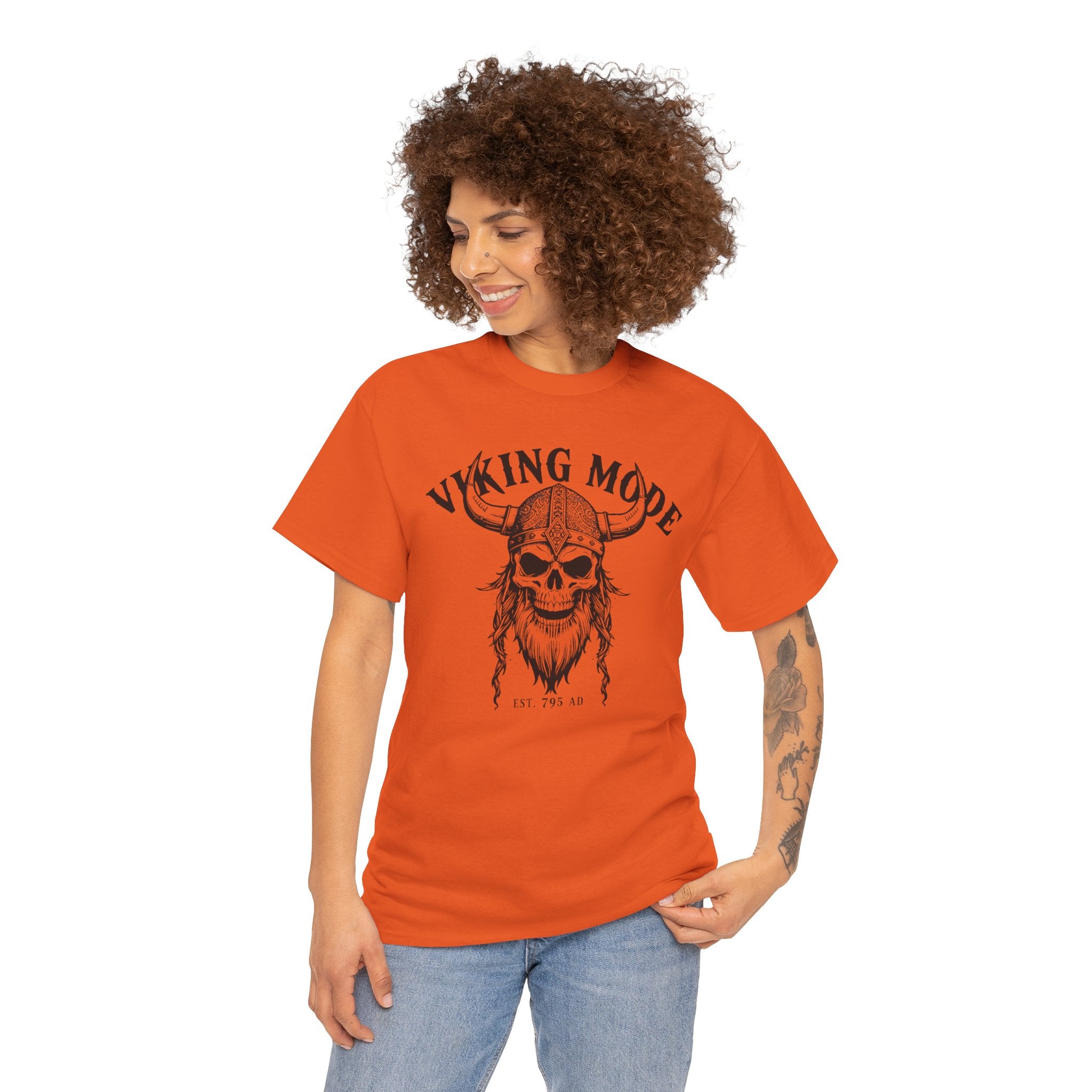 Viking Mode Skull Viking T-shirt | Norse Helmet Skull Graphic Tee
