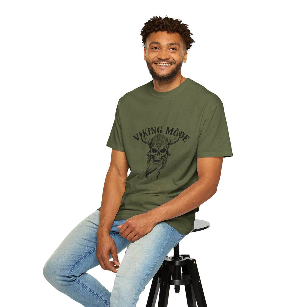 Viking Mode Skull Viking T-shirt | Norse Helmet Skull Graphic Tee