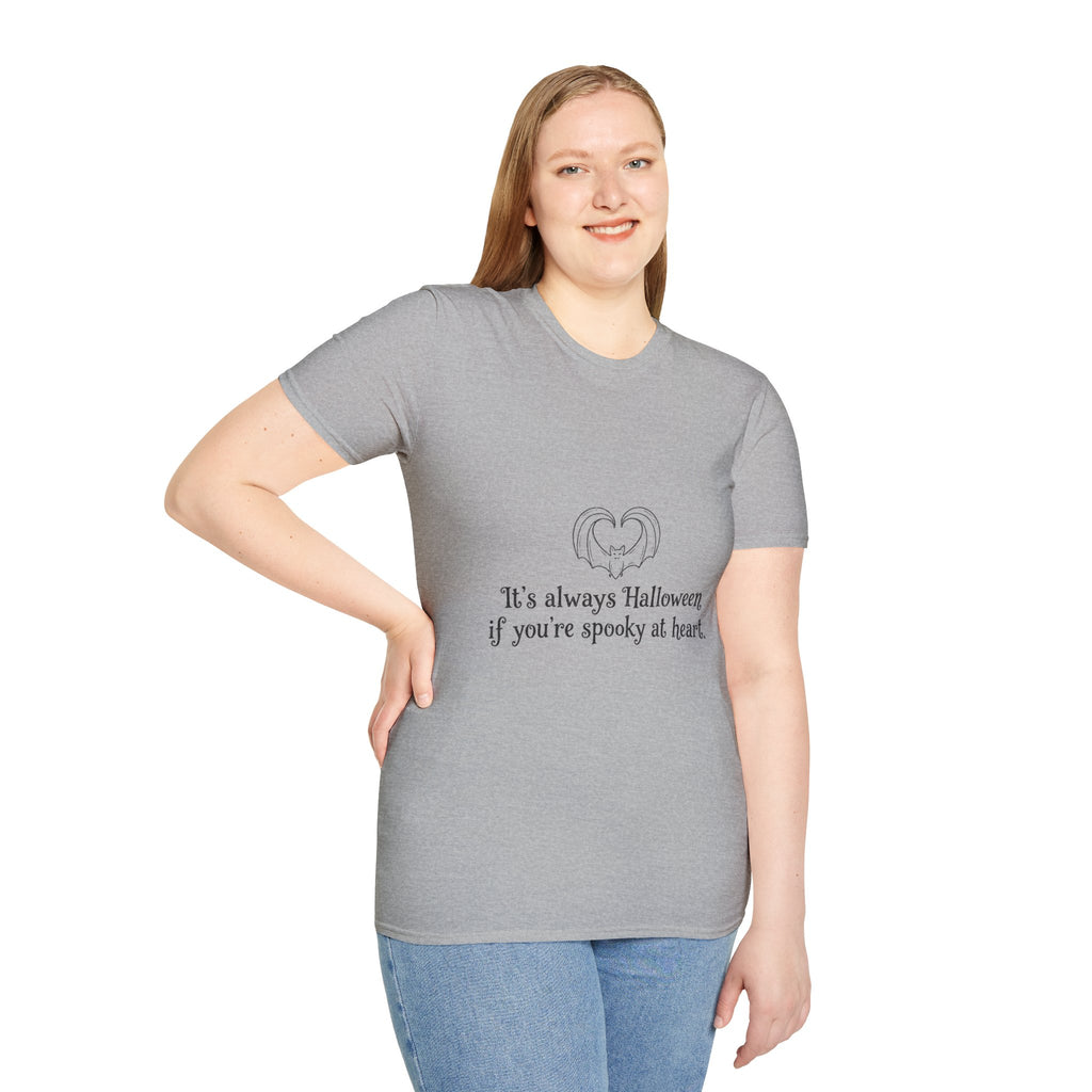 Halloween Bat Heart T-Shirt — "It's Always Halloween If You're Spooky at Heart"