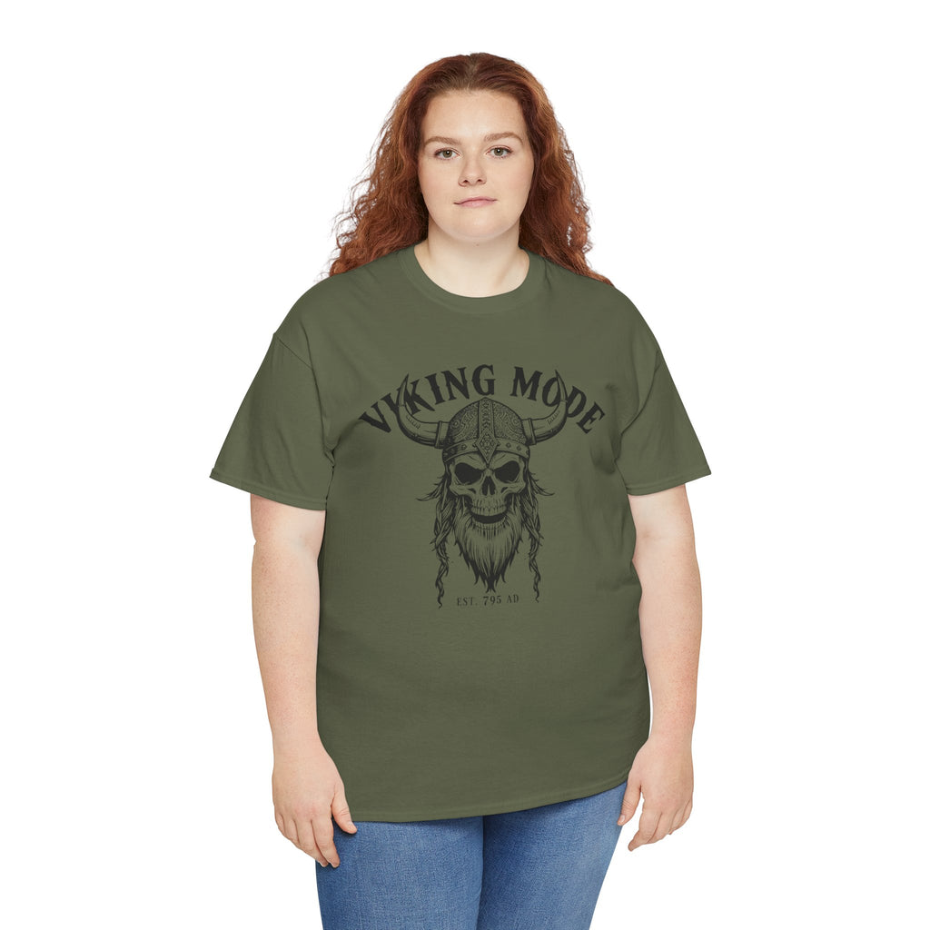 Viking Mode Skull Viking T-shirt | Norse Helmet Skull Graphic Tee