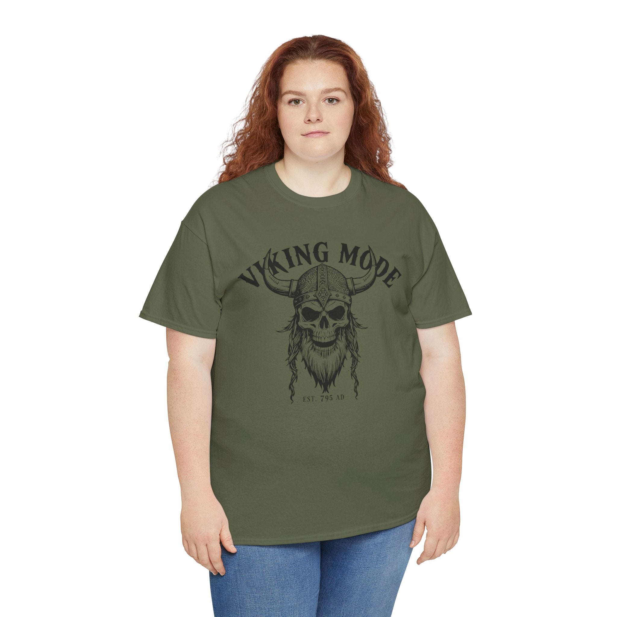 Viking Mode Skull Viking T-shirt | Norse Helmet Skull Graphic Tee