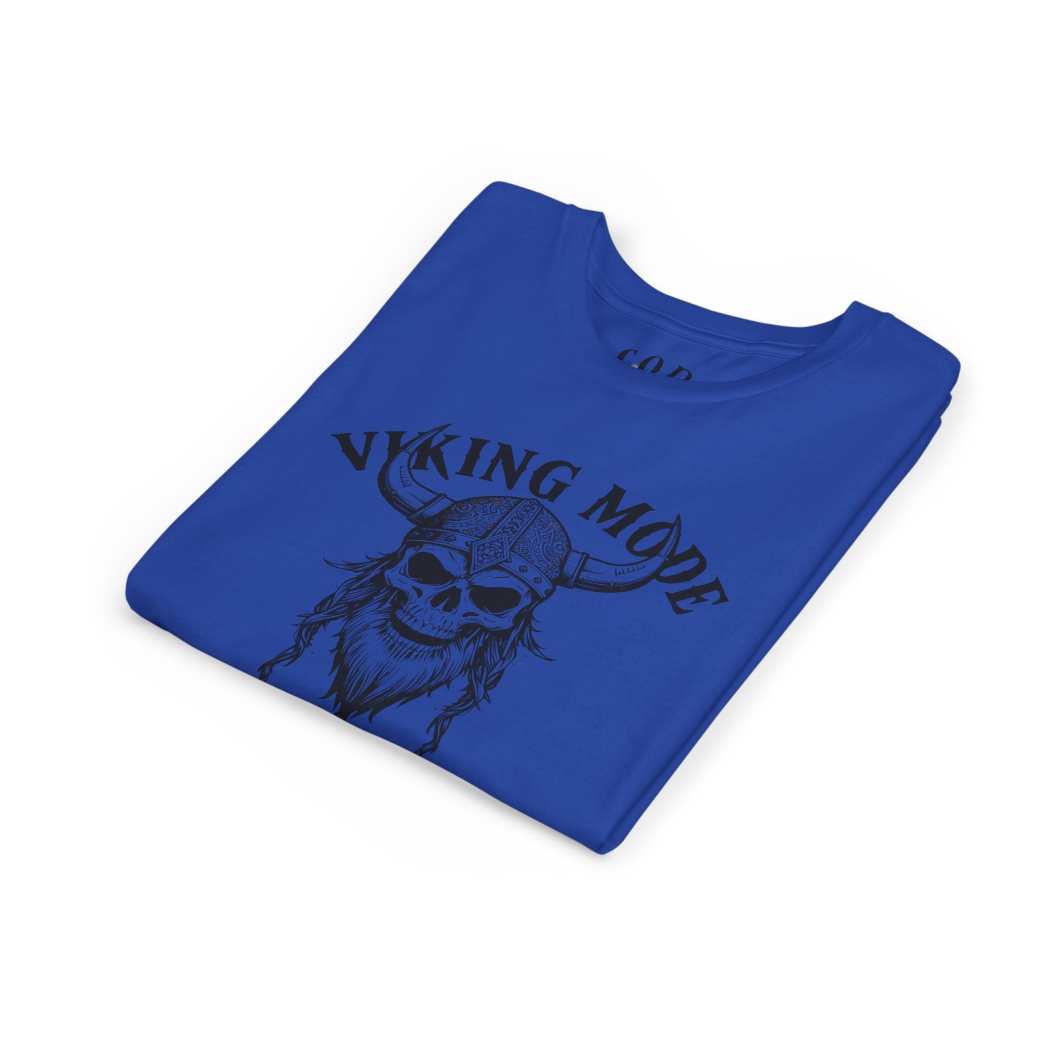 Viking Mode Youth T‑Shirt — Skull Horned Helmet Graphic Tee for Kids