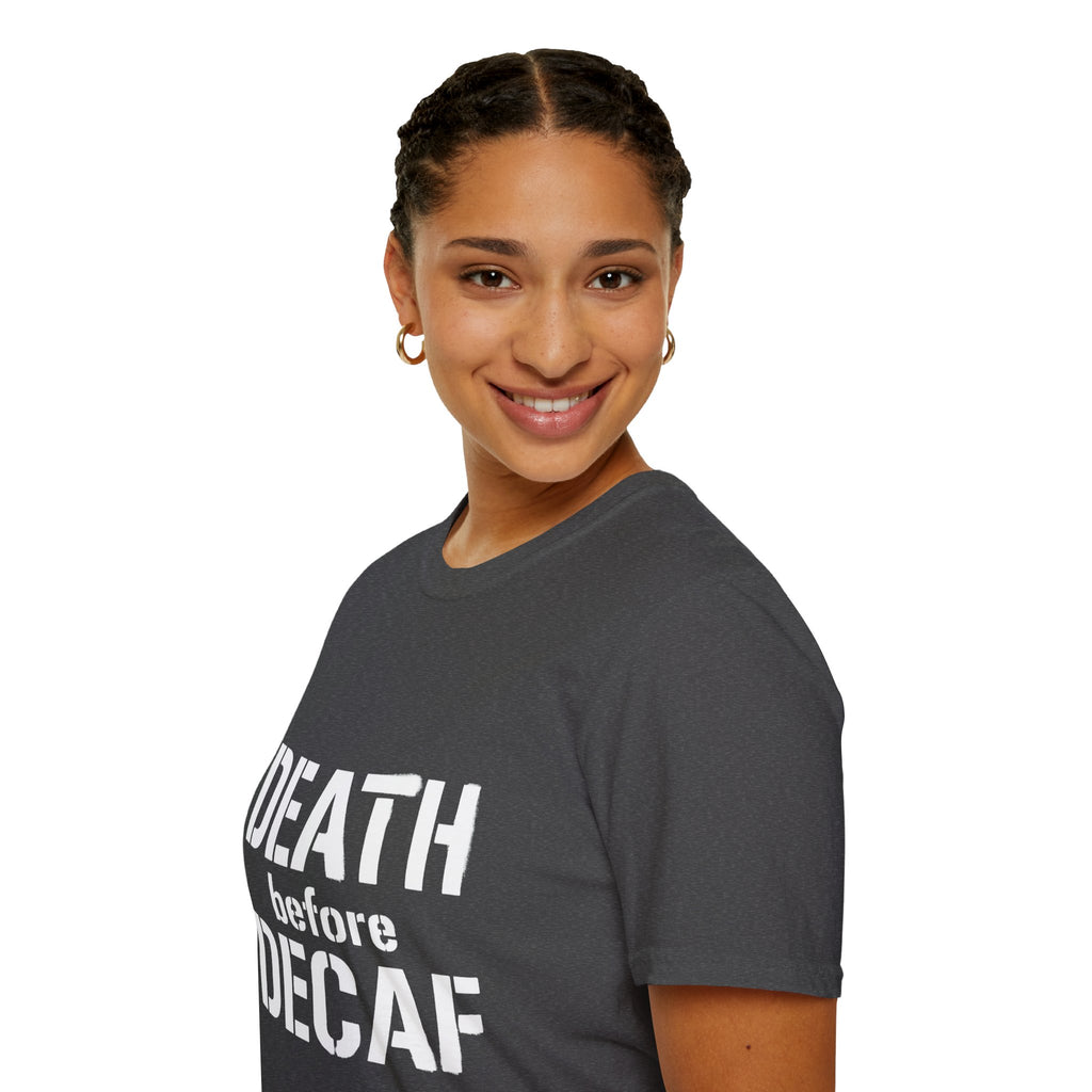 Death Before Decaf T-Shirt — Funny Coffee Lover Tee