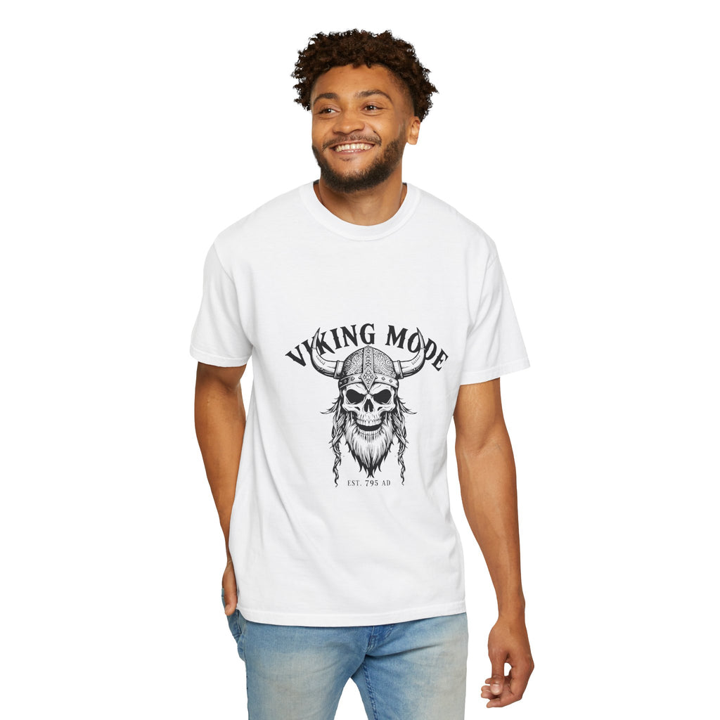 Viking Mode Skull Viking T-shirt | Norse Helmet Skull Graphic Tee