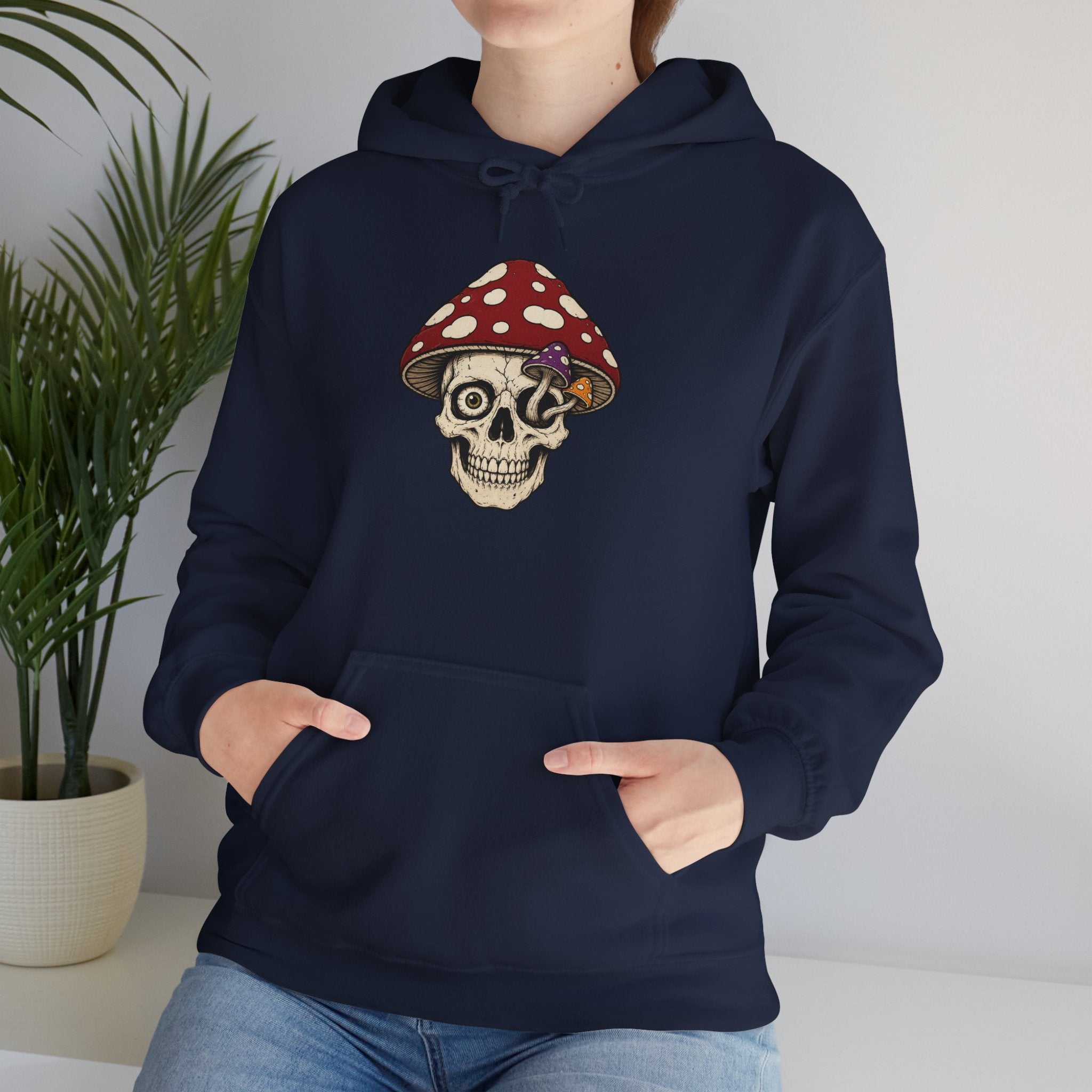 Mushroom Skull Hoodie — Gothic Mushroom Graveyard RIP Pullover