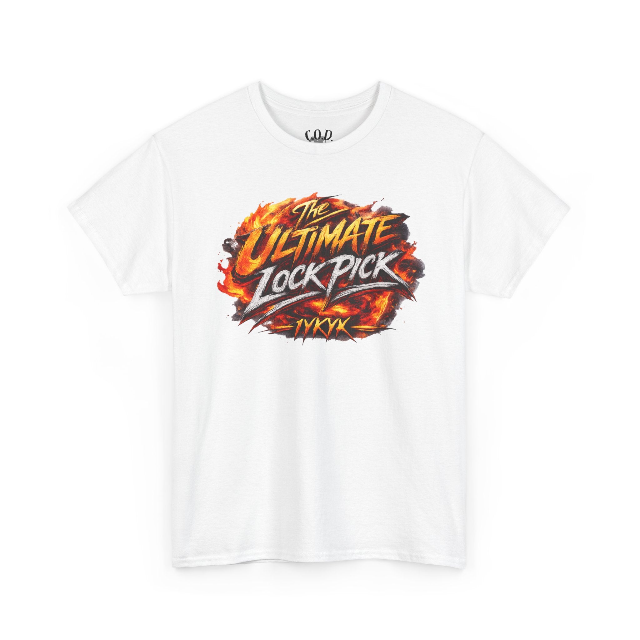 T-Shirt — "Ultimate Lock Pick" Fiery Logo Graphic Tee