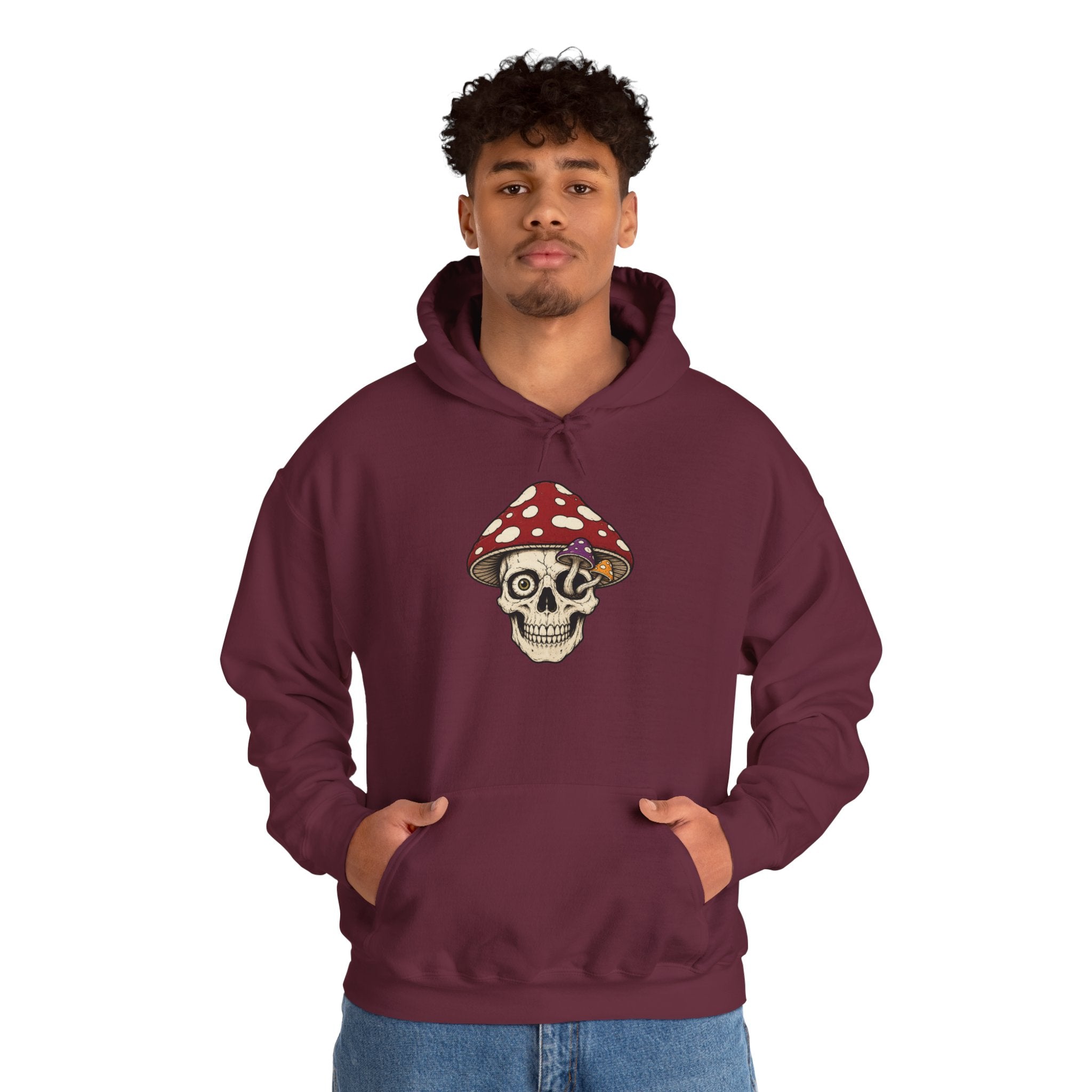 Mushroom Skull Hoodie — Gothic Mushroom Graveyard RIP Pullover