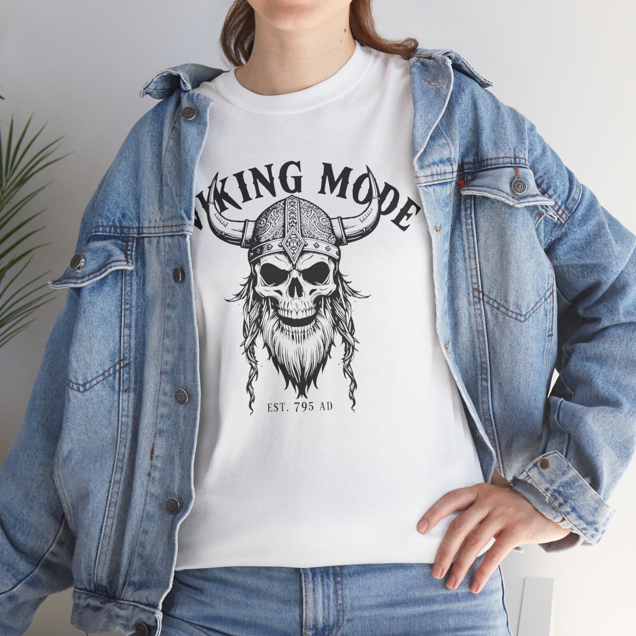 Viking Mode Skull Viking T-shirt | Norse Helmet Skull Graphic Tee