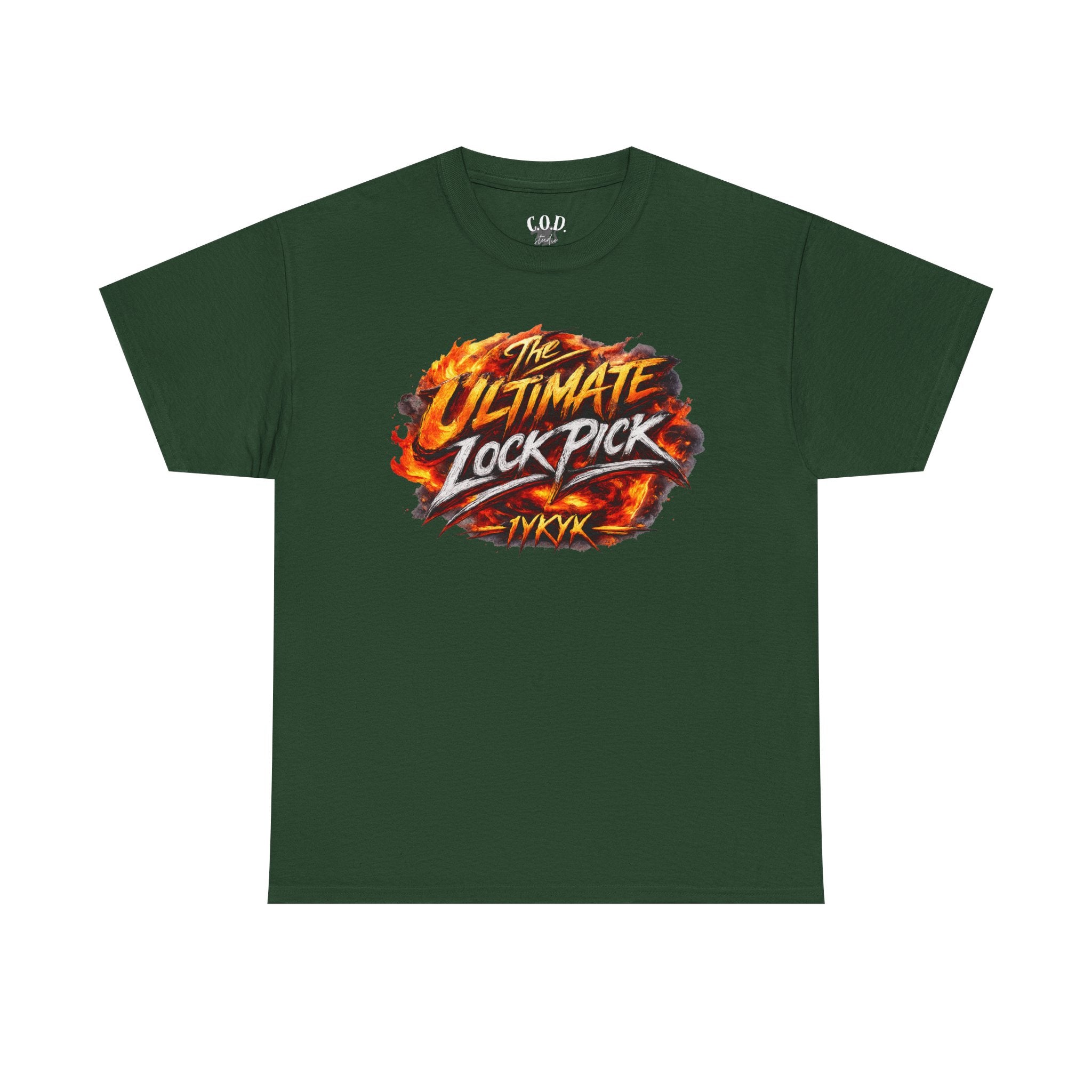 T-Shirt — "Ultimate Lock Pick" Fiery Logo Graphic Tee