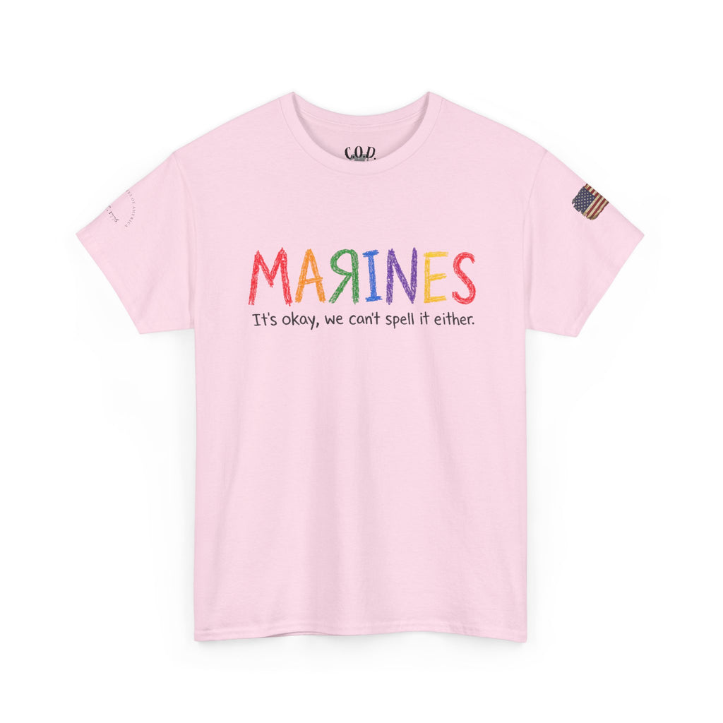 Marines Crayon Tee — “It’s okay, we can’t spell it either” Military Humor T-Shirt