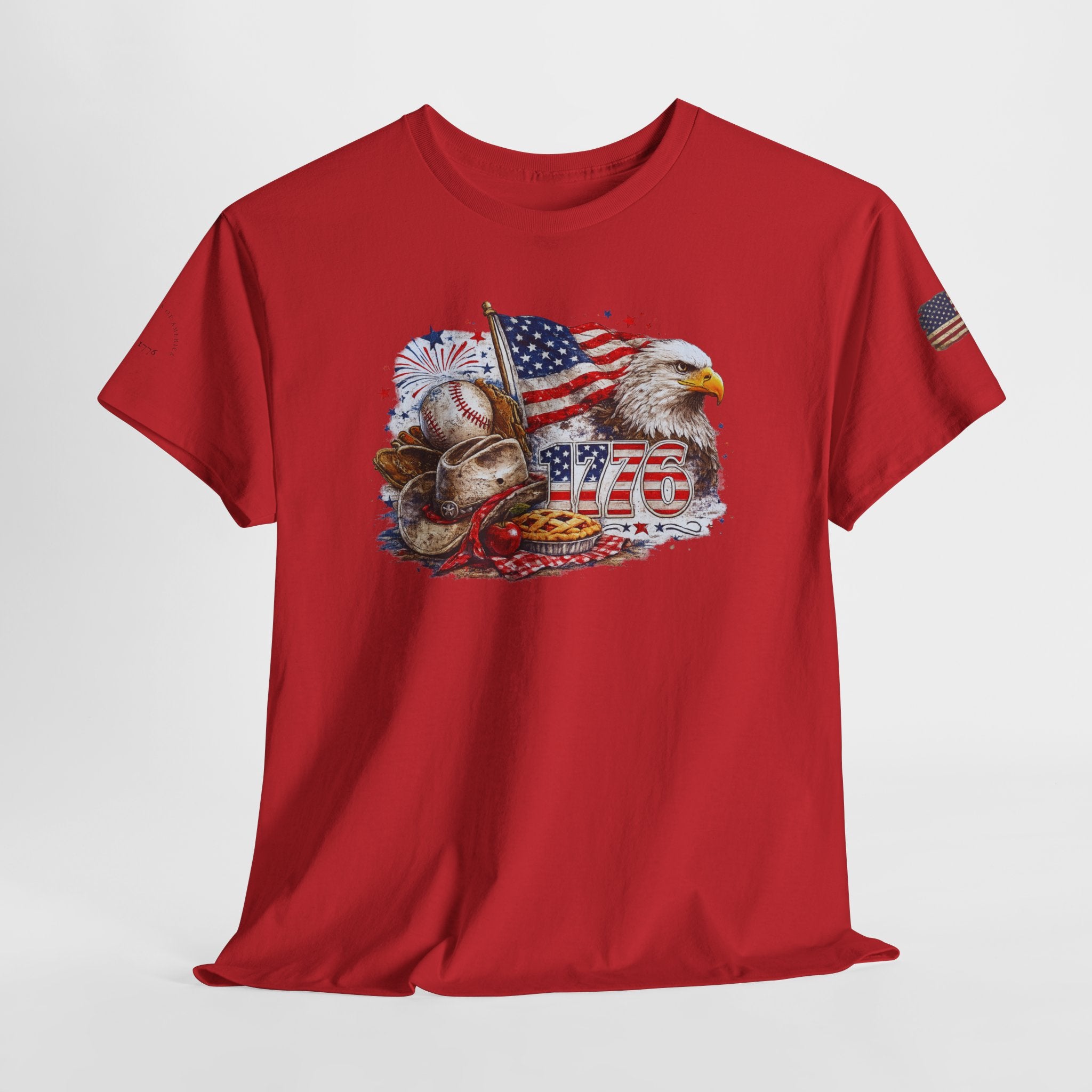 Patriotic Eagle American Flag T-Shirt — USA 1776 Military Tribute Tee