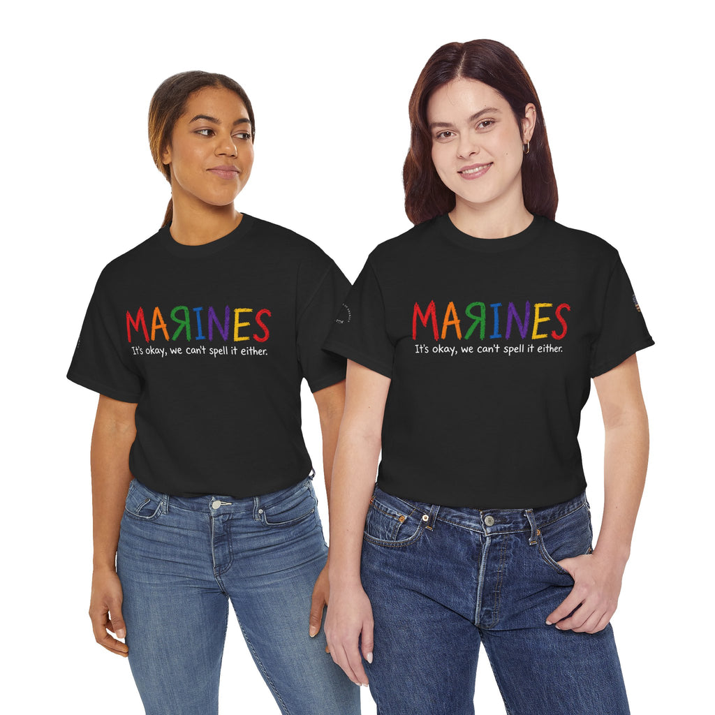 Marines Crayon Tee — “It’s okay, we can’t spell it either” Military Humor T-Shirt