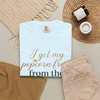 T-Shirt — “I Get My Popcorn From The Apricot Tree” Script Graphic Tee | Hymns | LDS |