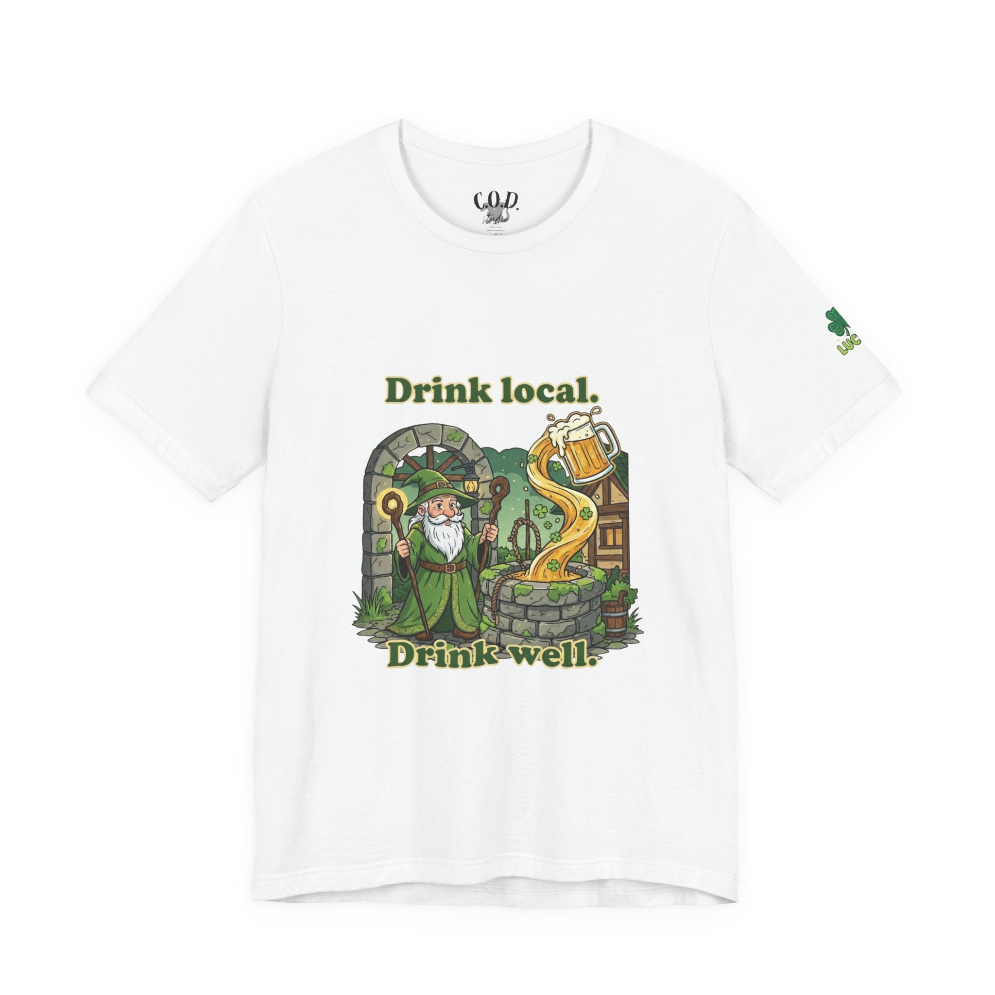 Drink local, Drink well T-Shirt | St. Patrick's Day Wizard beer design