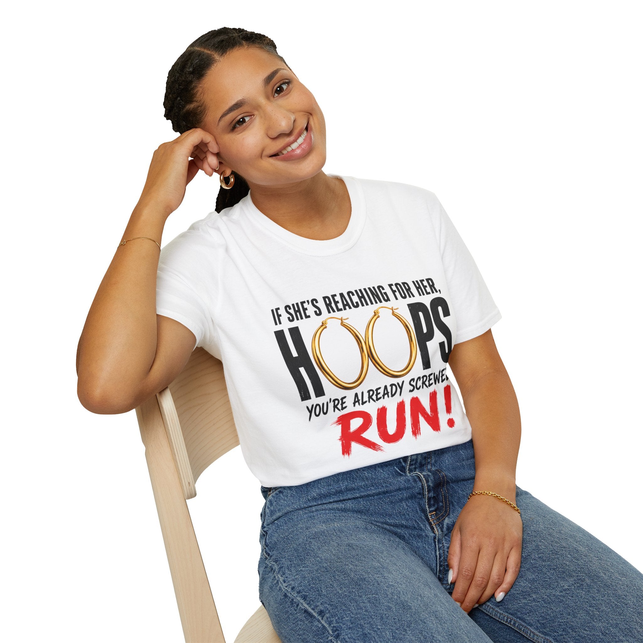 T-Shirt — "If She's Reaching for Her Hoops" Graphic Tee