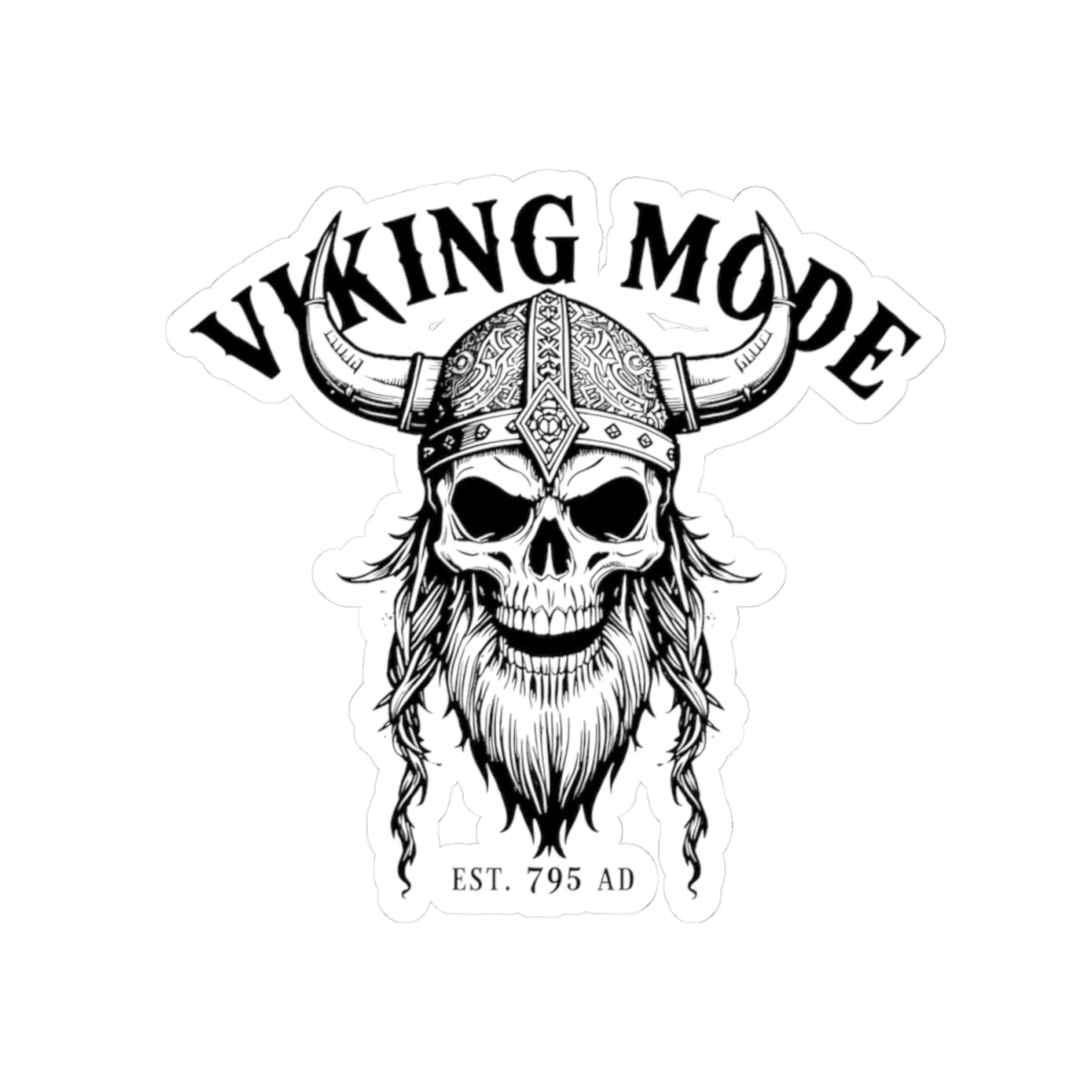 Viking Mode Skull Helmet Sticker | Kiss-Cut Viking Decal