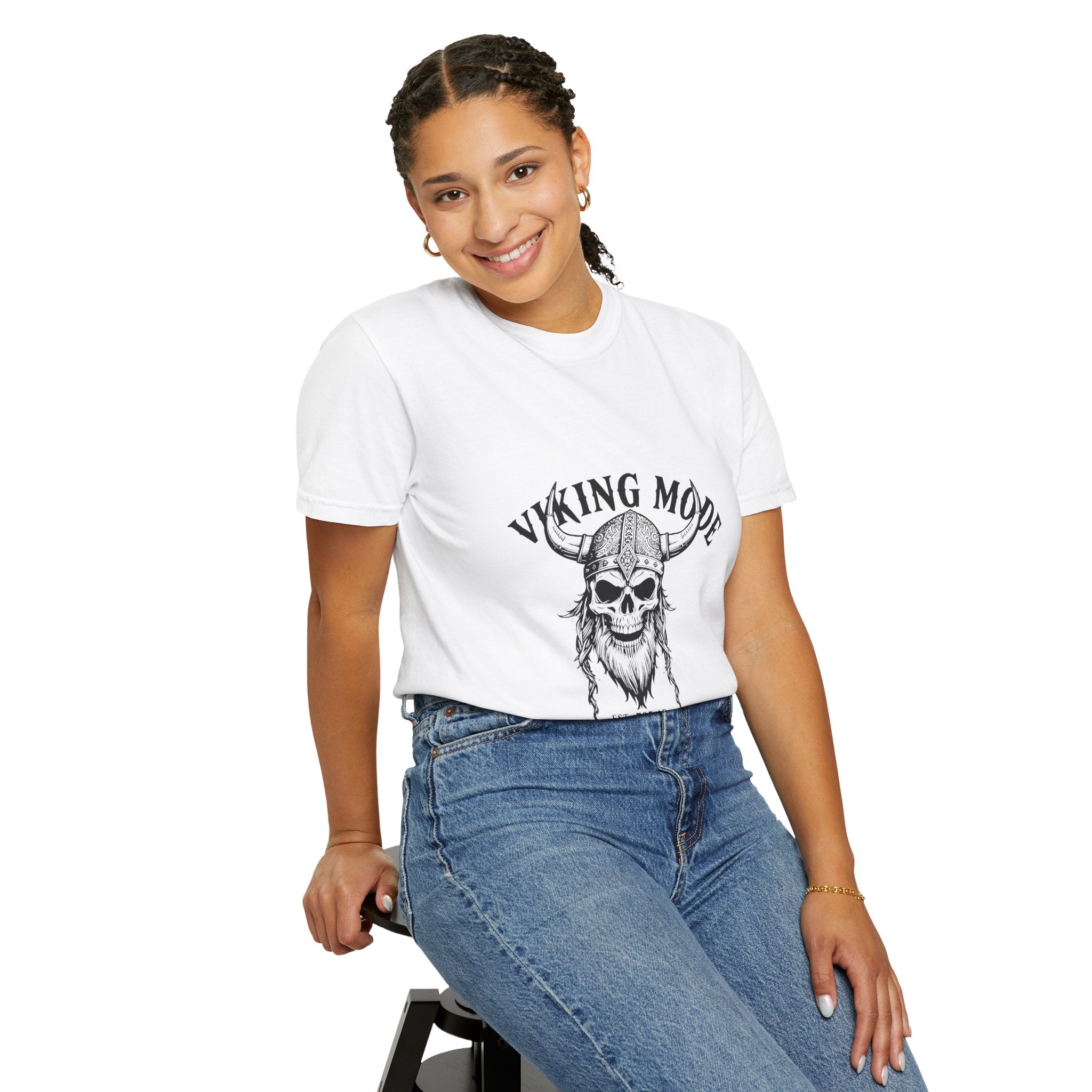 Viking Mode Skull Viking T-shirt | Norse Helmet Skull Graphic Tee