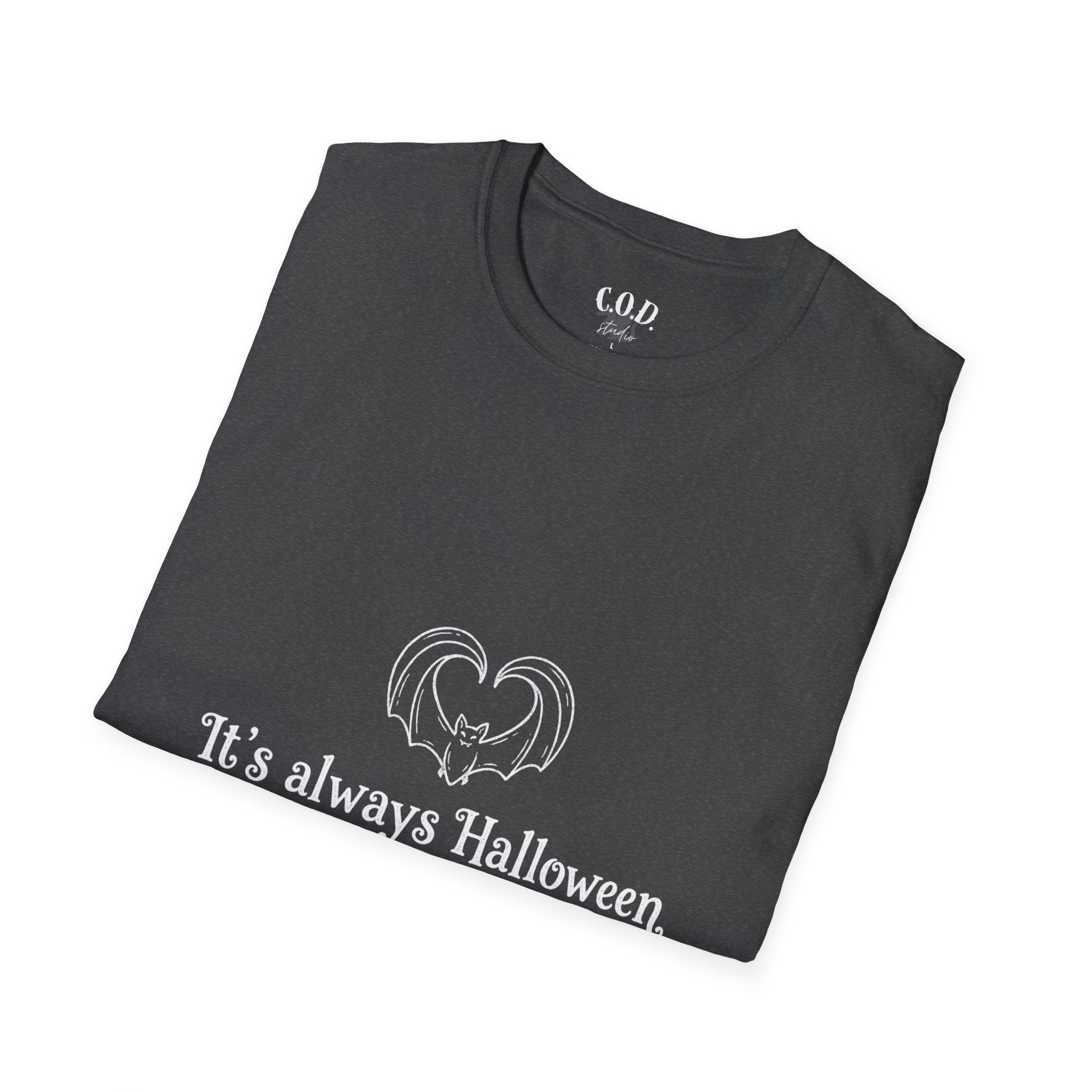 Halloween Bat Heart T-Shirt — "It's Always Halloween If You're Spooky at Heart"