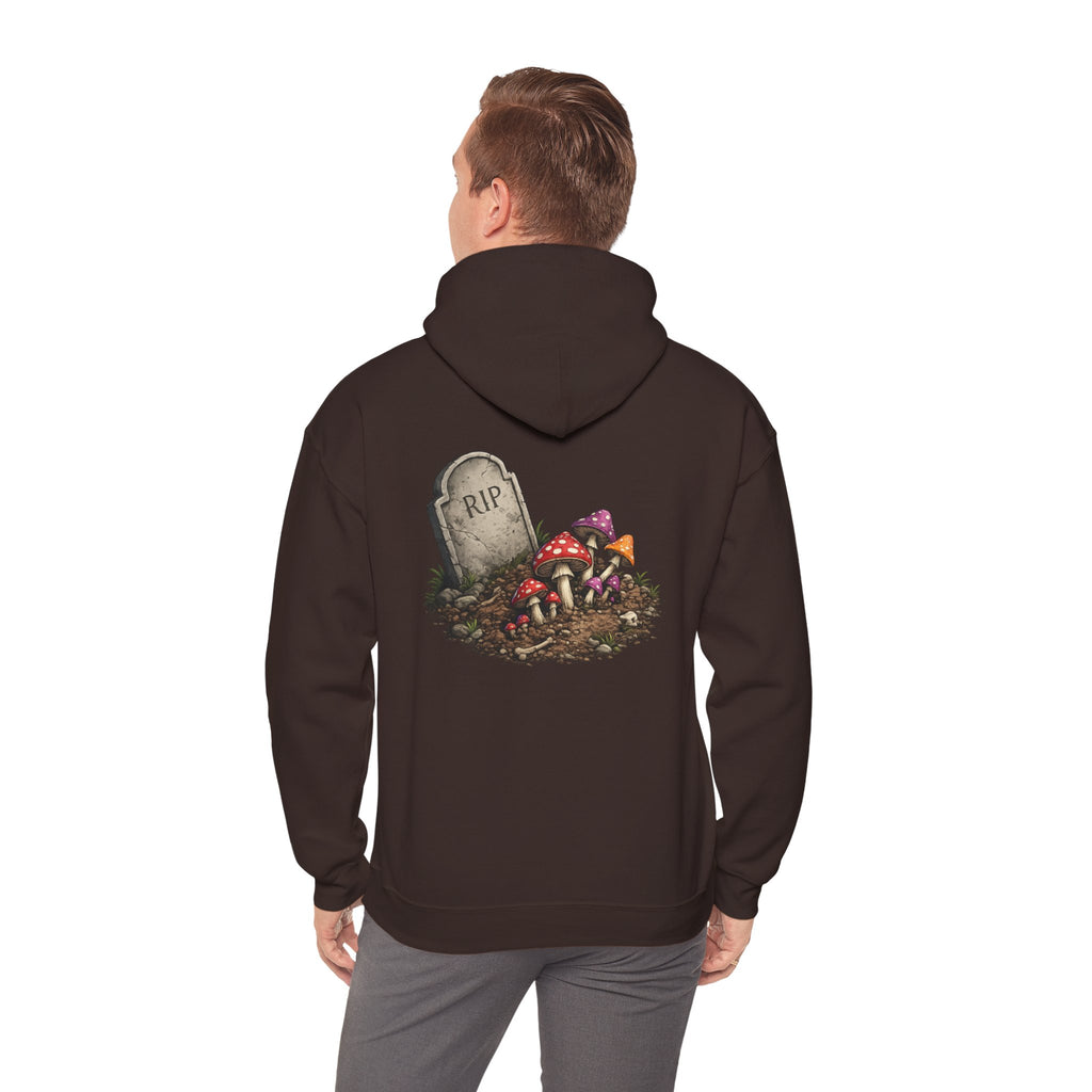 Mushroom Skull Hoodie — Gothic Mushroom Graveyard RIP Pullover