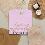 T-Shirt — “I Get My Popcorn From The Apricot Tree” Script Graphic Tee | Hymns | LDS |