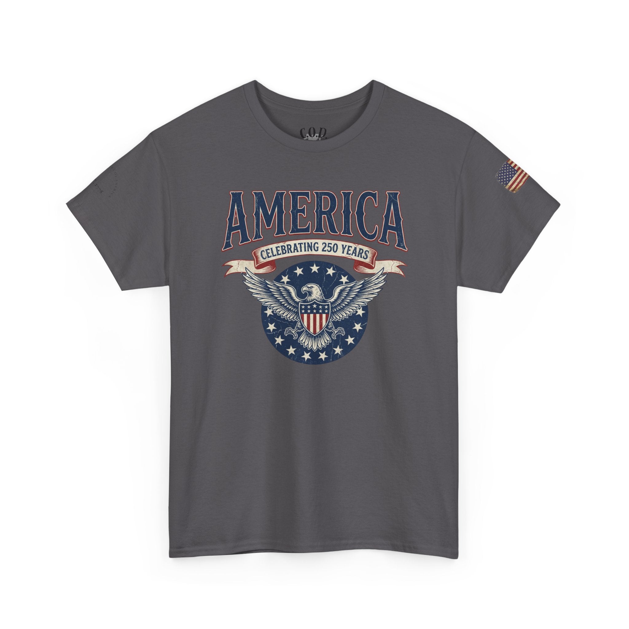 America Patriotic T‑Shirt – "America Celebrating 250 Years" Eagle Emblem