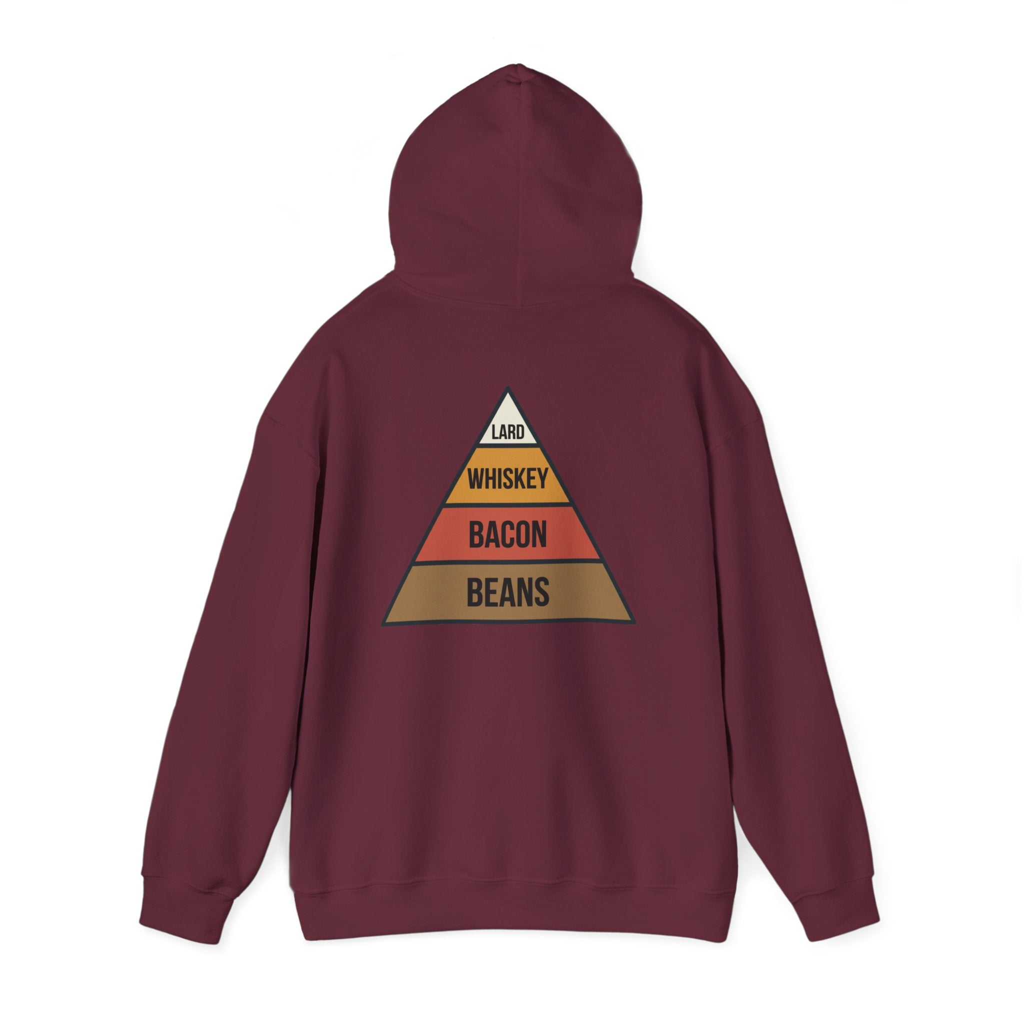Food Pyramid Design Hoodie | Beans Bacon Whiskey Lard Illustration