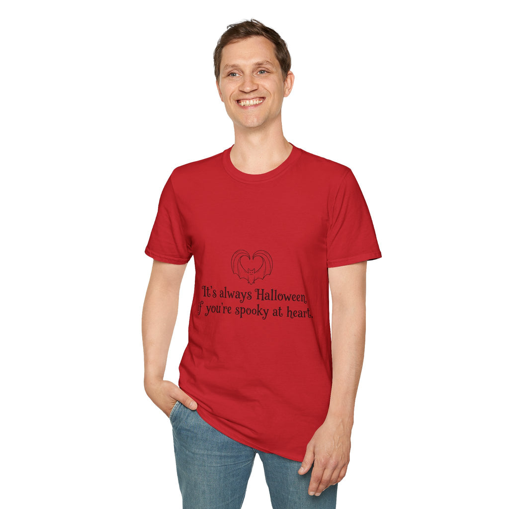Halloween Bat Heart T-Shirt — "It's Always Halloween If You're Spooky at Heart"