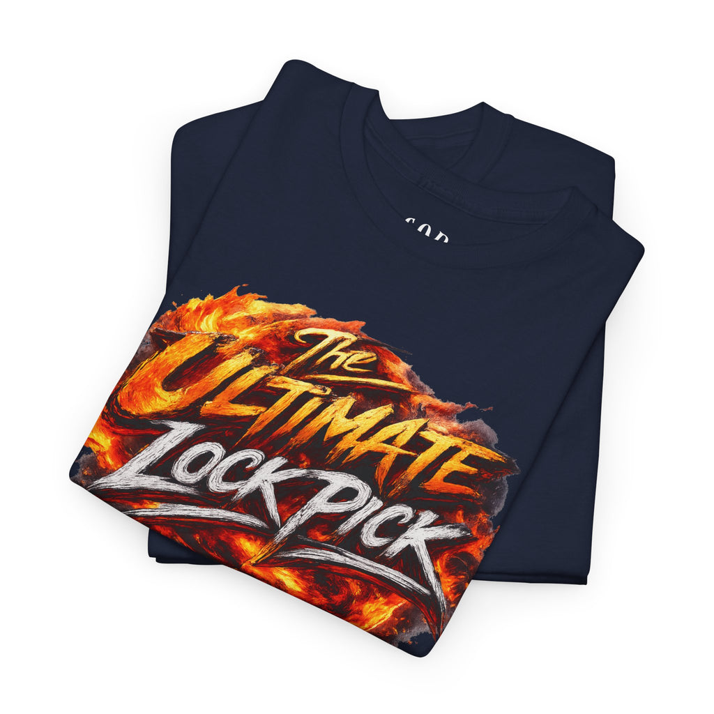 T-Shirt — "Ultimate Lock Pick" Fiery Logo Graphic Tee
