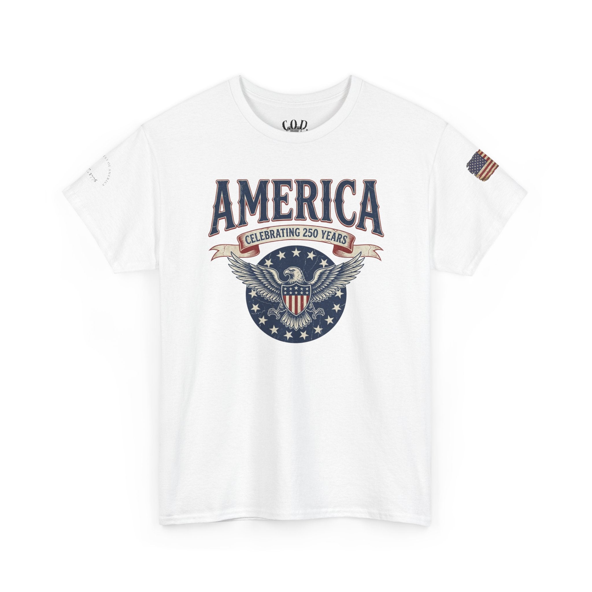 America Patriotic T‑Shirt – "America Celebrating 250 Years" Eagle Emblem