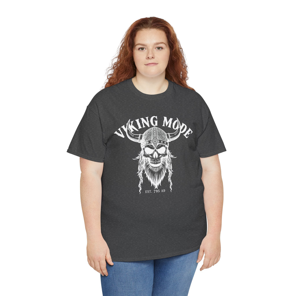 Viking Mode Skull Viking T-shirt | Norse Helmet Skull Graphic Tee