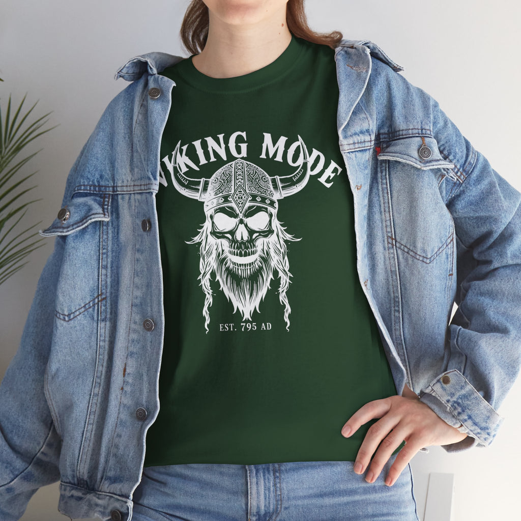 Viking Mode Skull Viking T-shirt | Norse Helmet Skull Graphic Tee