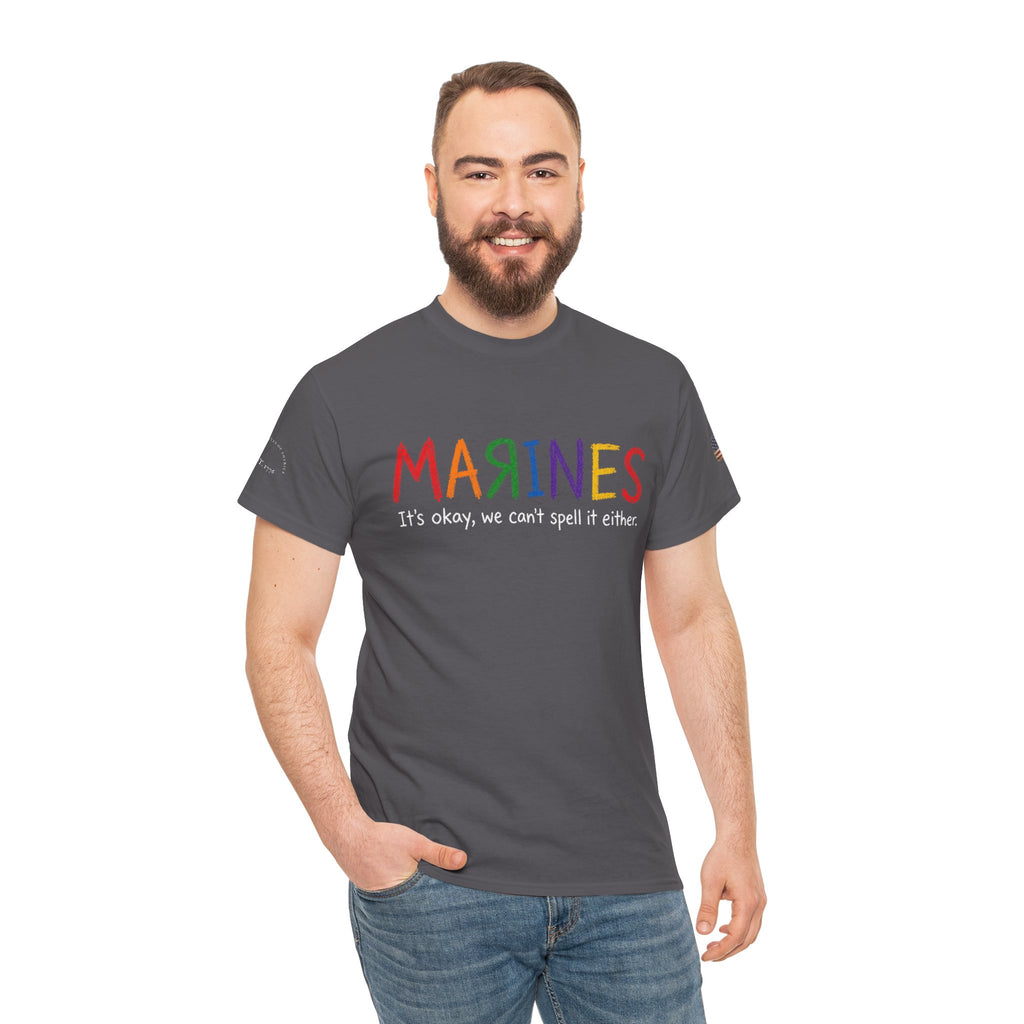 Marines Crayon Tee — “It’s okay, we can’t spell it either” Military Humor T-Shirt