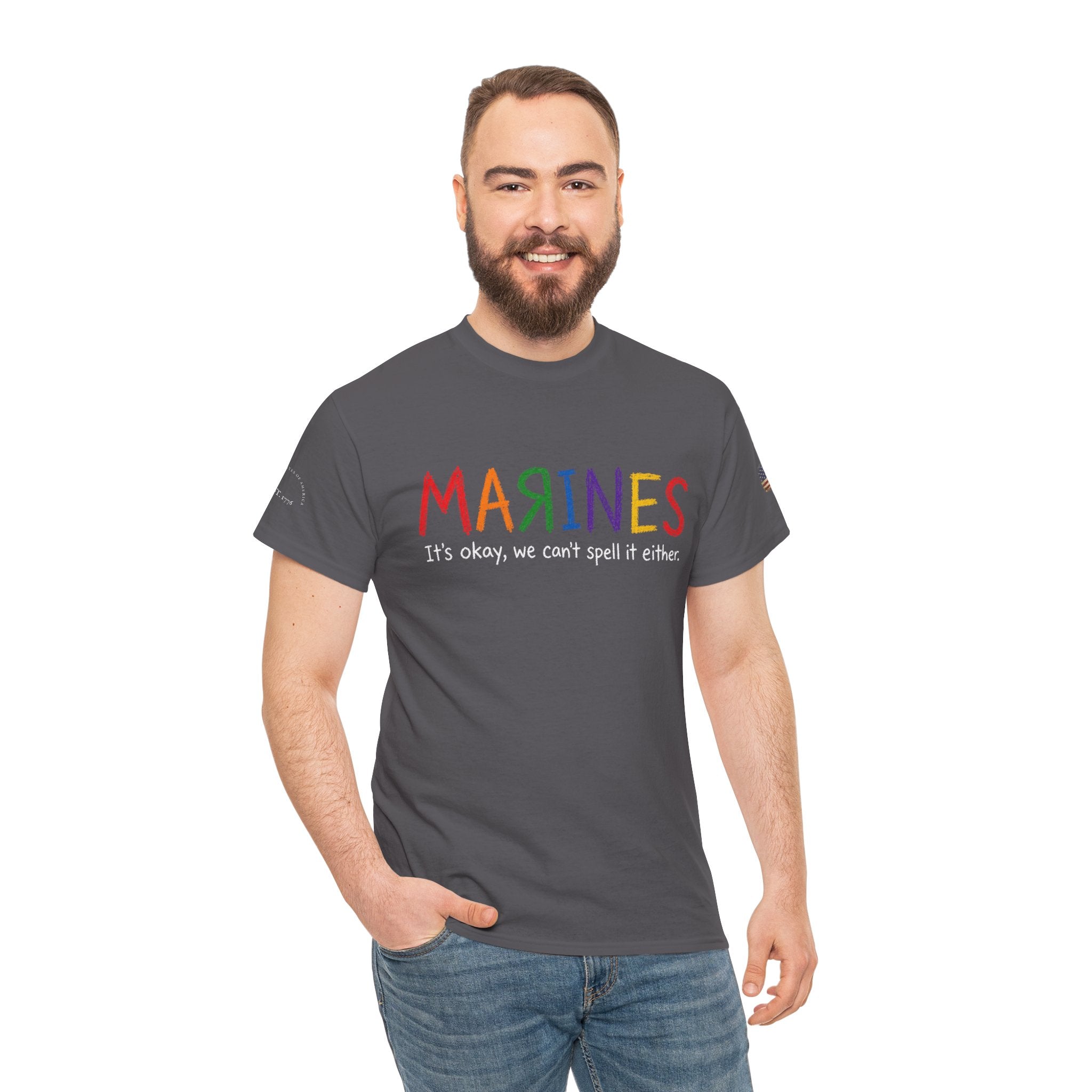 Marines Crayon Tee — “It’s okay, we can’t spell it either” Military Humor T-Shirt