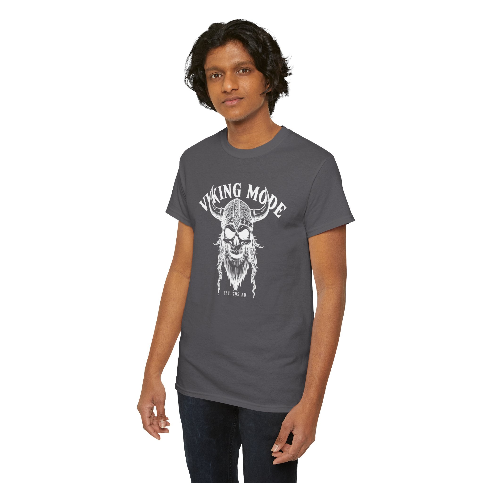 Viking Mode Skull Viking T-shirt | Norse Helmet Skull Graphic Tee