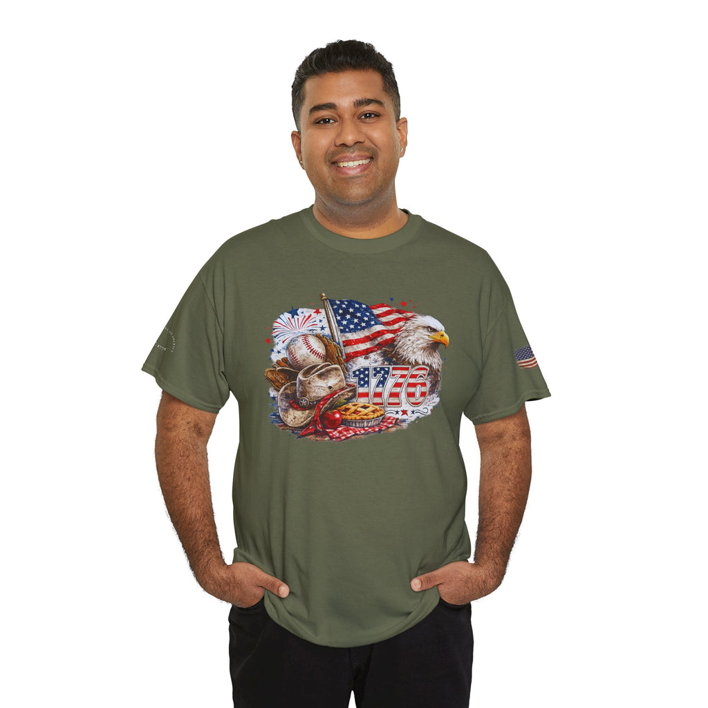 Patriotic Eagle American Flag T-Shirt — USA 1776 Military Tribute Tee