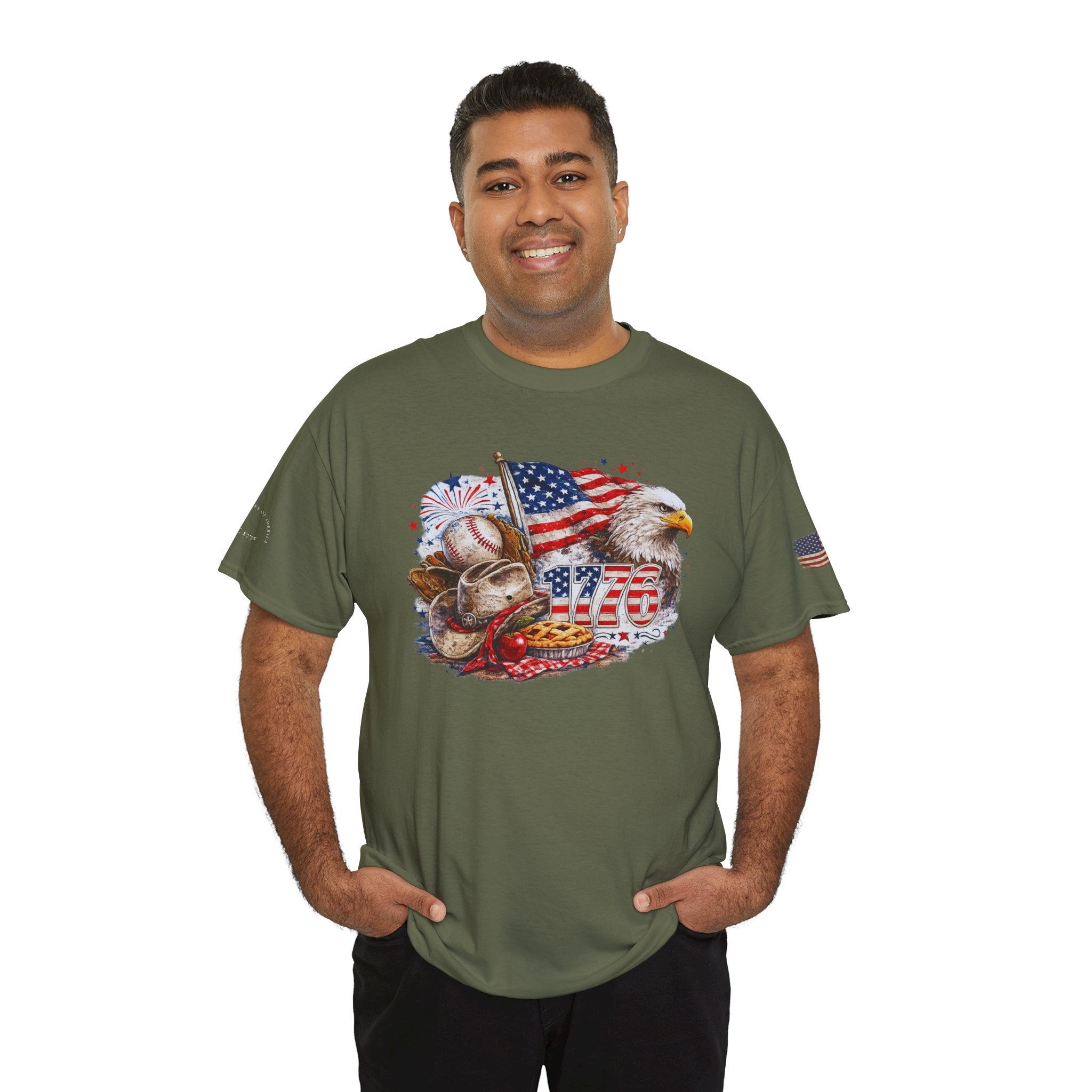 Patriotic Eagle American Flag T-Shirt — USA 1776 Military Tribute Tee