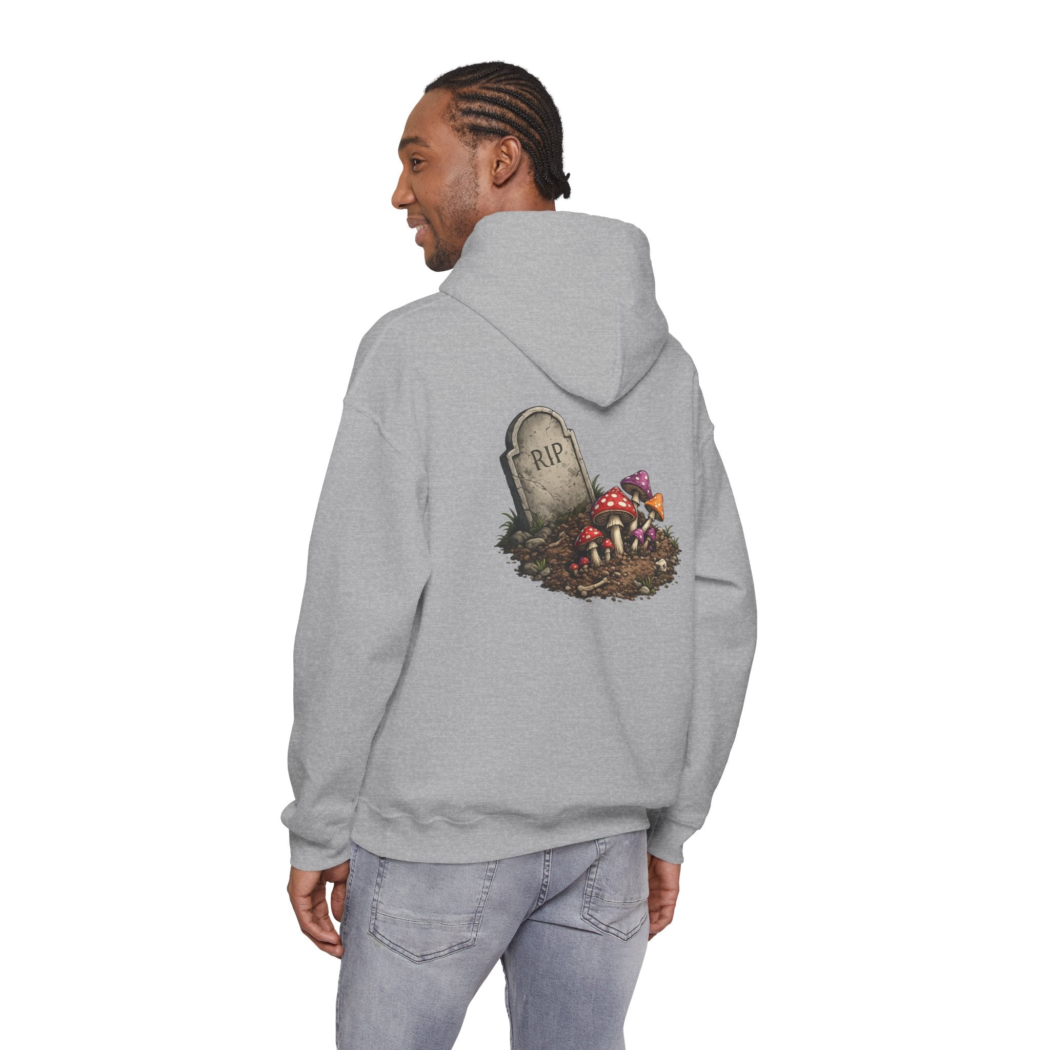 Mushroom Skull Hoodie — Gothic Mushroom Graveyard RIP Pullover